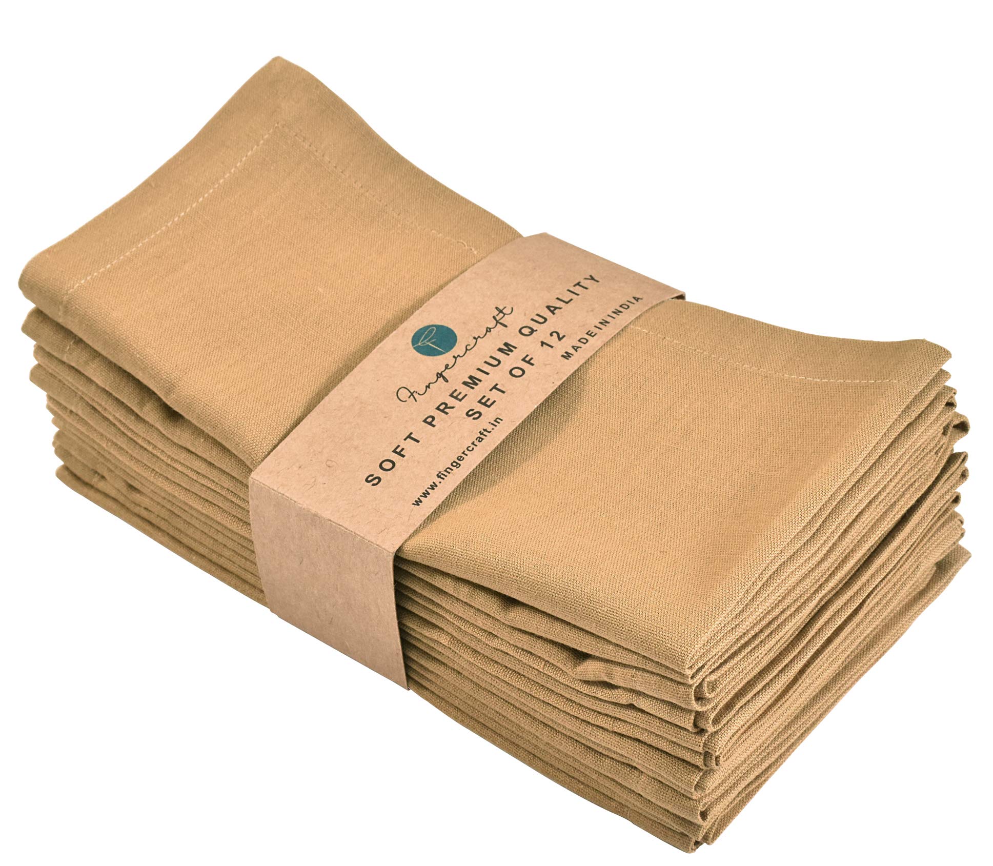 Cloth Napkins, Cotton Linen Blend,12 Pack Easter Special,Beige Premium Quality, Mitered Corners For Restaurant Home Every Day Us