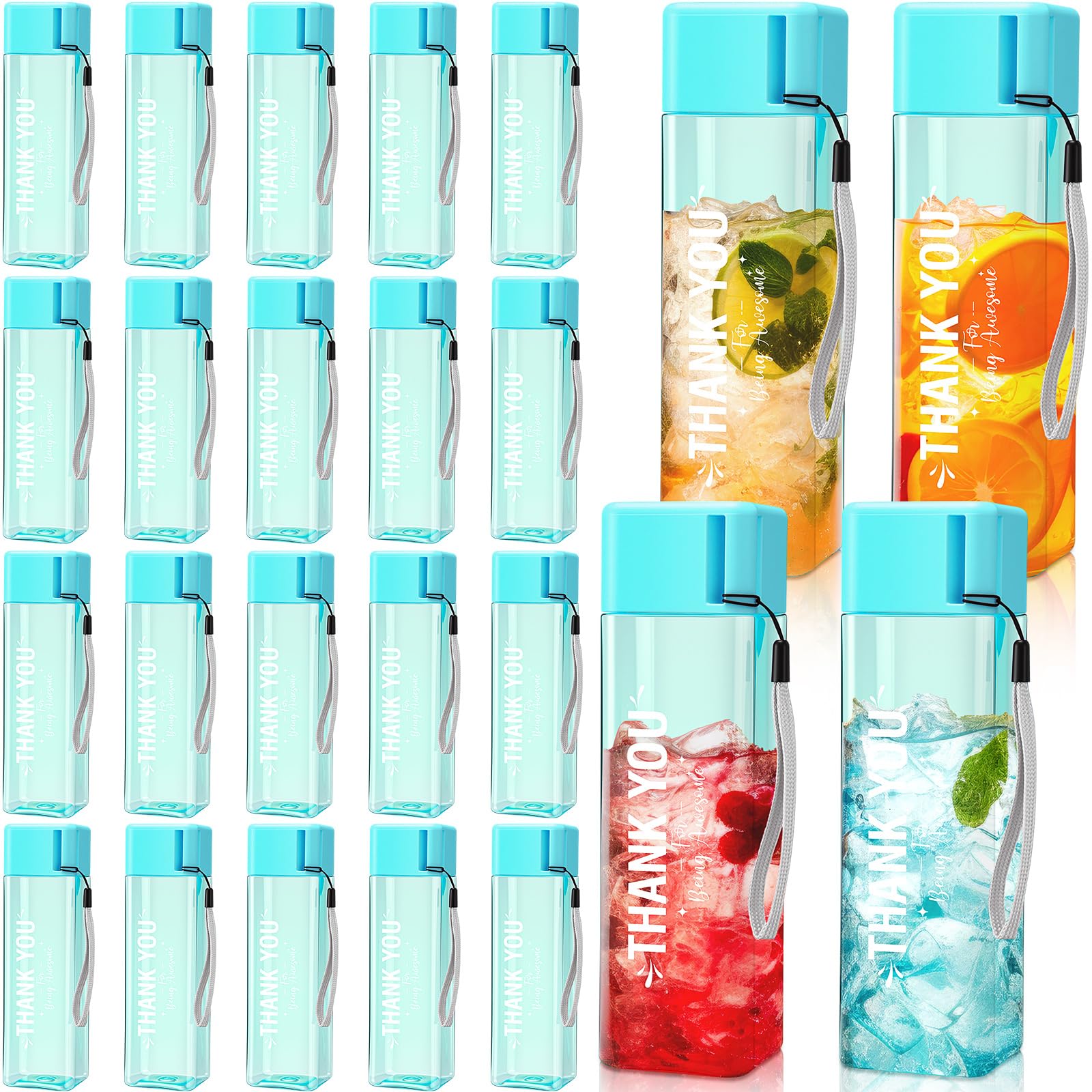 Maxdot 24 Pcs Thank You Water Bottles Bulk 17 oz Employee Christmas Appreciation Gifts Plastic Water Bottle Reusable Cup Inspira