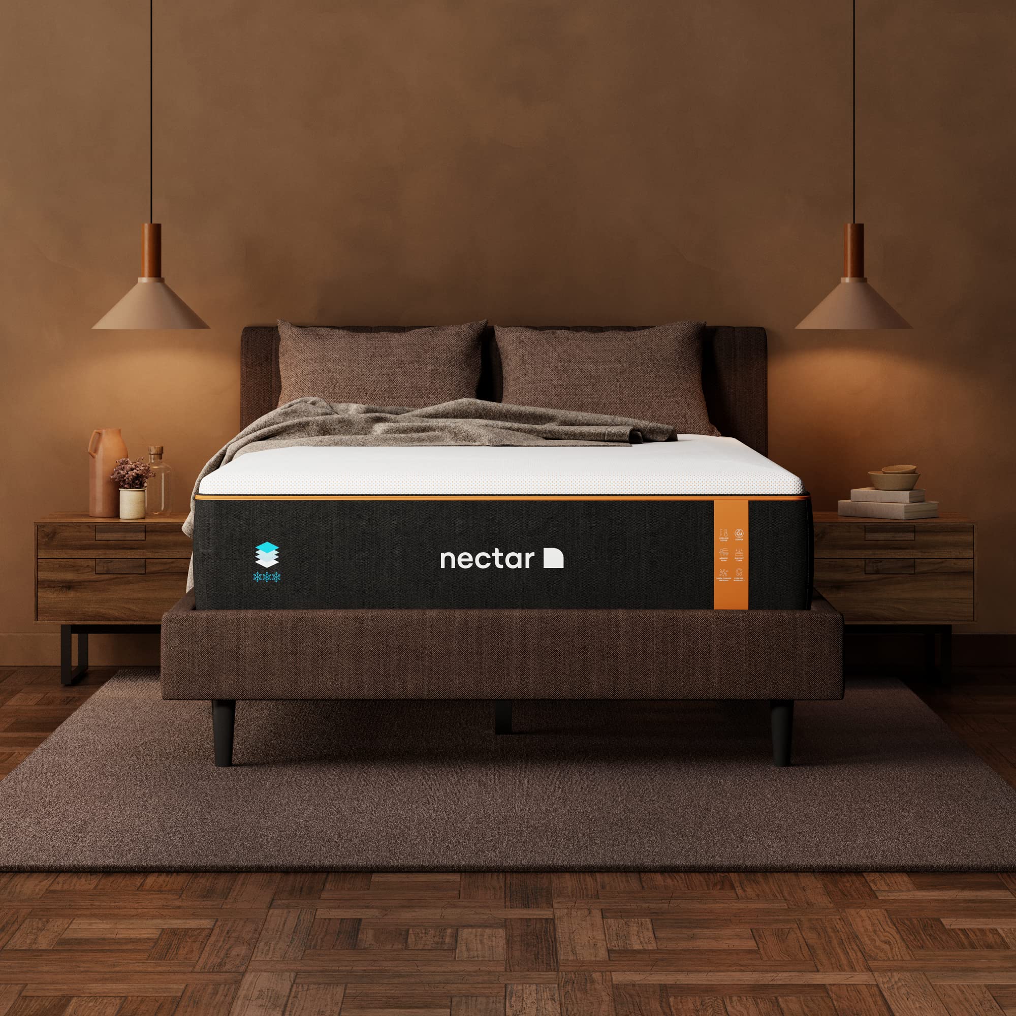 Nectar Premier Copper 14 Queen Mattress - Medium Firm Gel Memory Foam Mattress - 5 Layers Of Comfort - Triple Action Cooling Tec