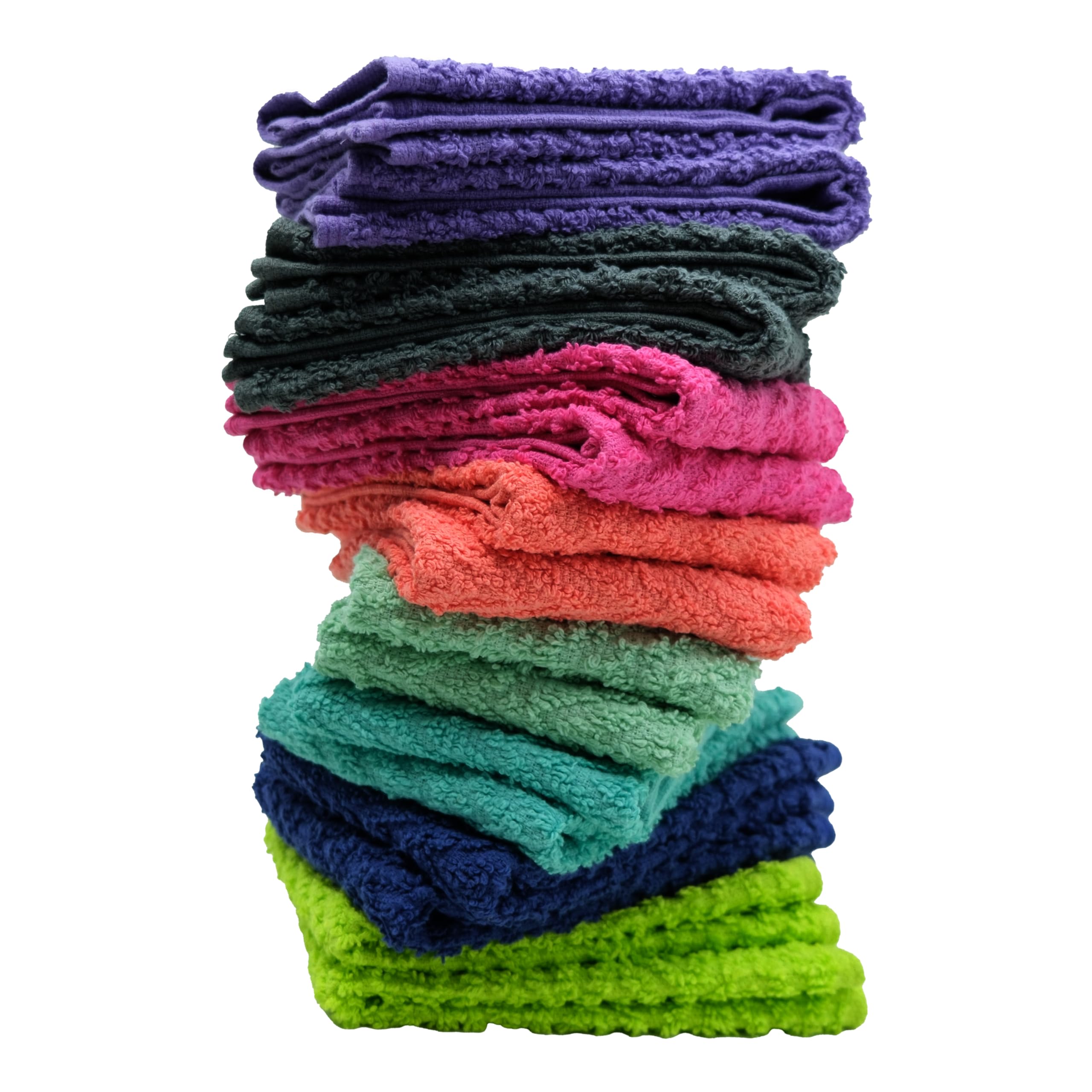 ZUPERIA Zigzag Multicolor Wash Cloths - 24 Pack, 12"x12", Soft & Highly Absorbent, Reusable Gym Towels, Hotel Spa Quality