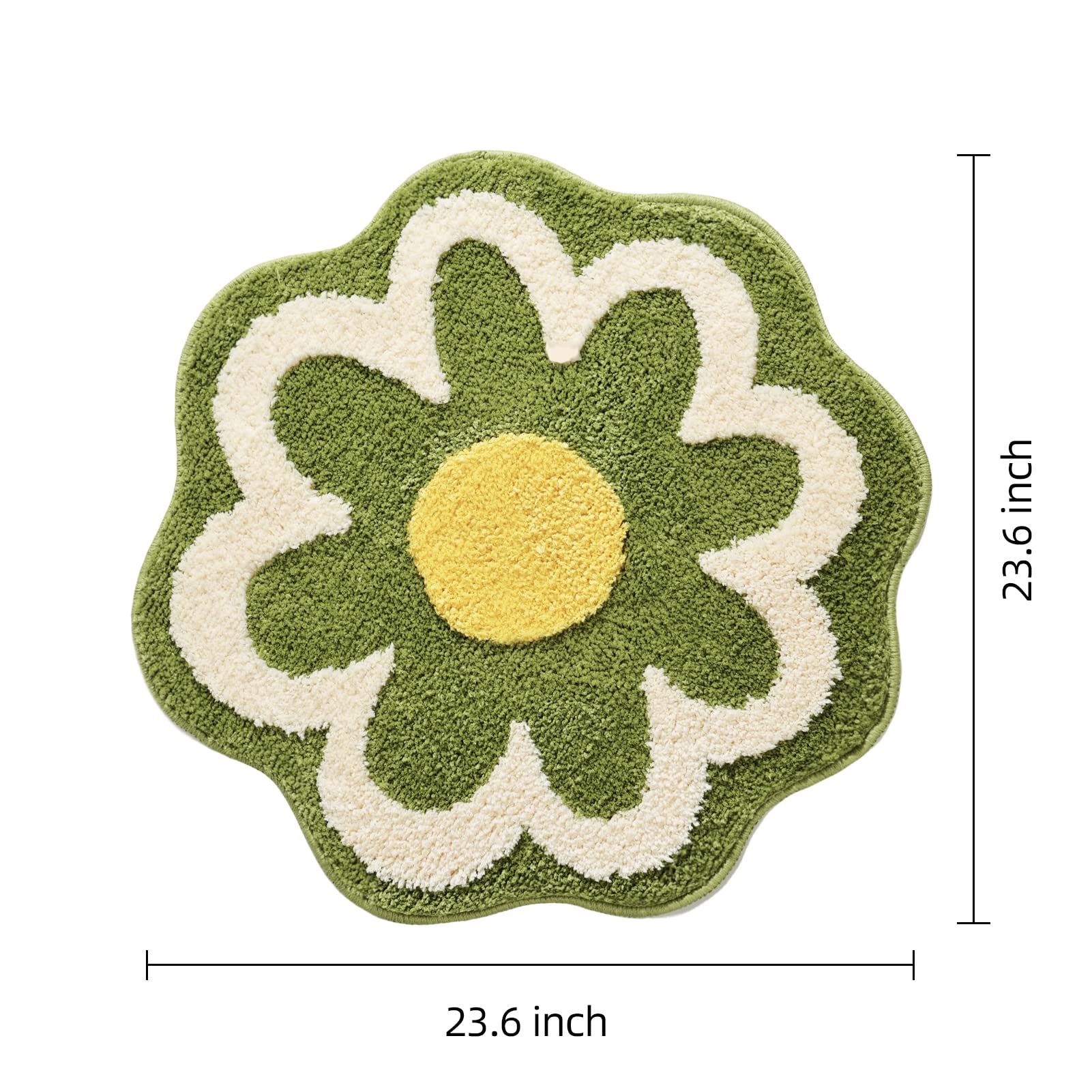 Truedays Green Flower Shaped Bath Rug, Non-Slip Water Absorbent Bathroom Mat, Super Cute Machine Washable Bathroom Rug, Small Ro