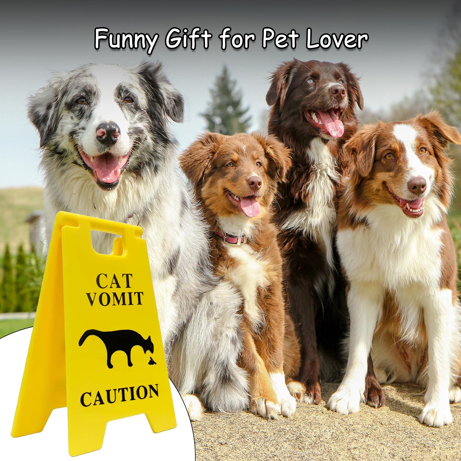 Dog and Cat Vomit Caution Sign 6Pcs Cat Vomit Sign 5 Inches Cats Vomits Warning Signs Desk Decorations Funny Novelty Cats Signs