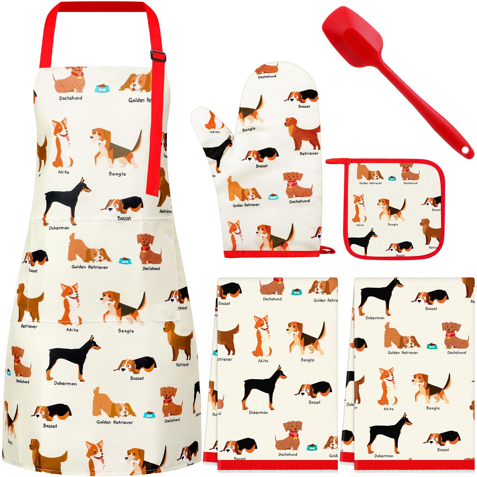 Hoolerry 6 Pcs Dog Kitchen Accessories Decor for Women Baking Gifts Set