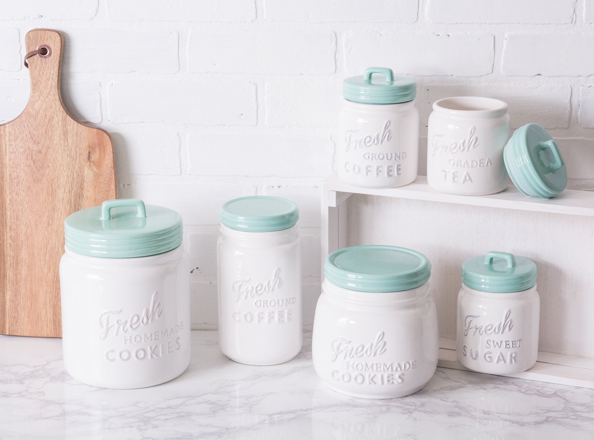 DII Kitchen Accessories Collection Ceramics  Cookie Jar  Aqua
