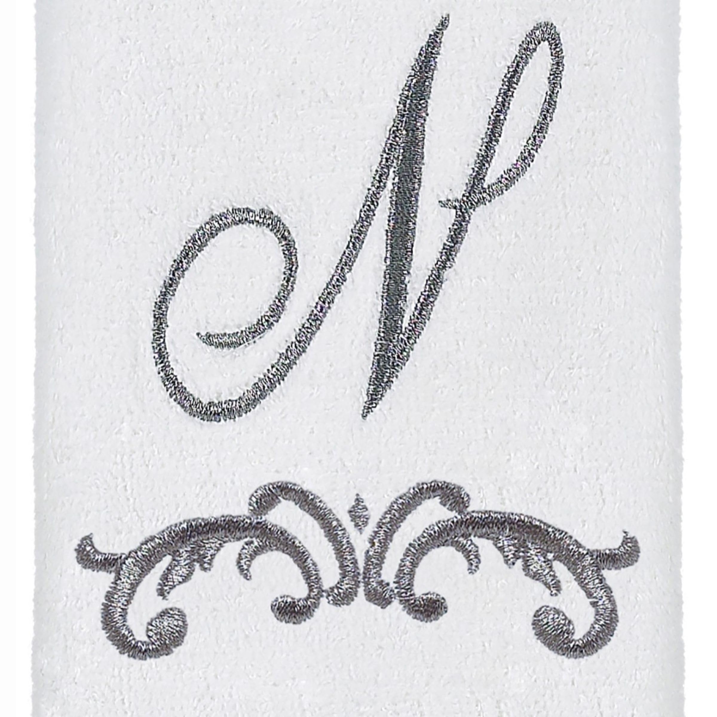 Avanti Linens - Fingertip Towel, Soft & Absorbent Cotton Towel, Scroll Design, Cursive Style Decor (Monogram Collection, Initial