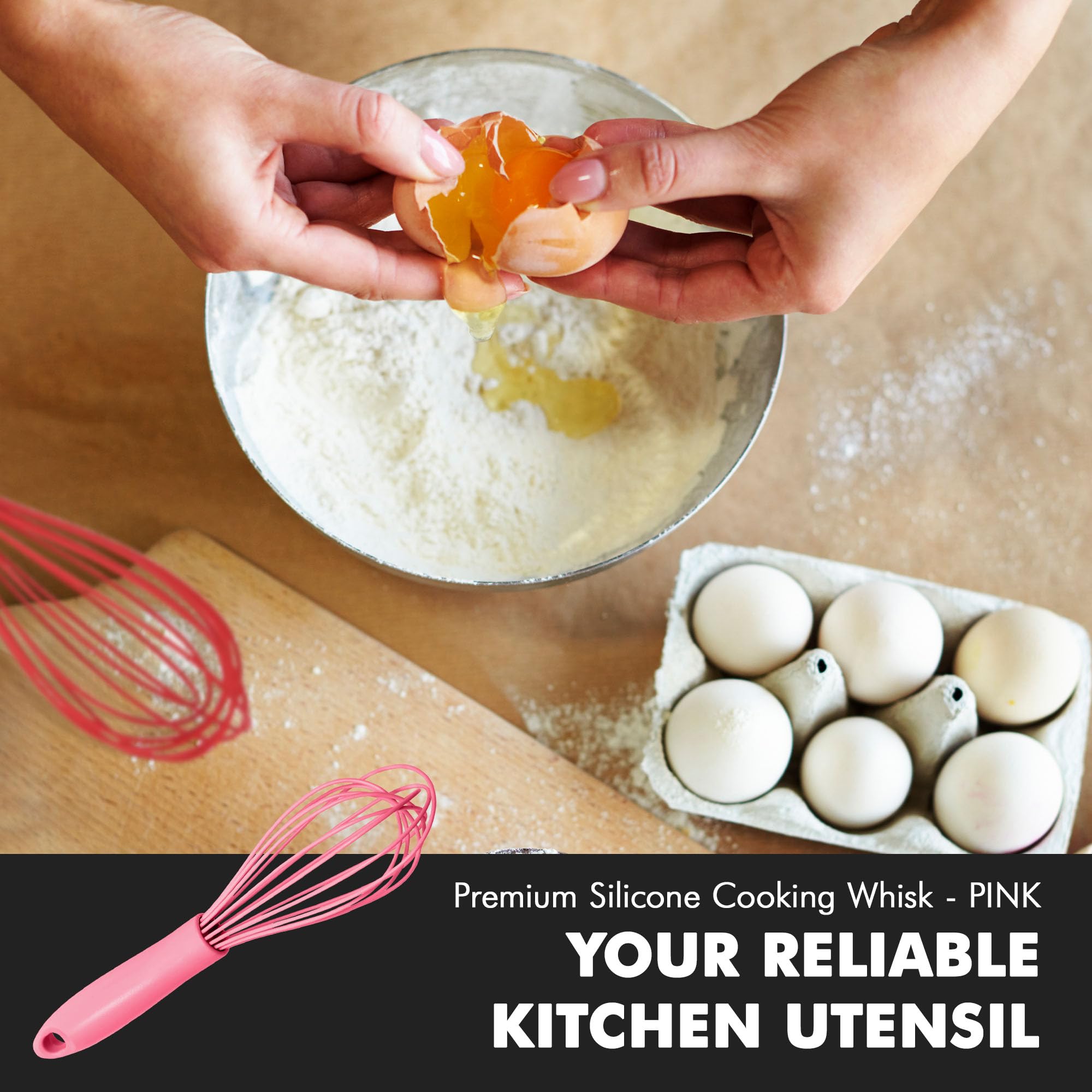 Chef Craft Premium Silicone Wire Cooking Whisk, 10.5 Inch, Pink