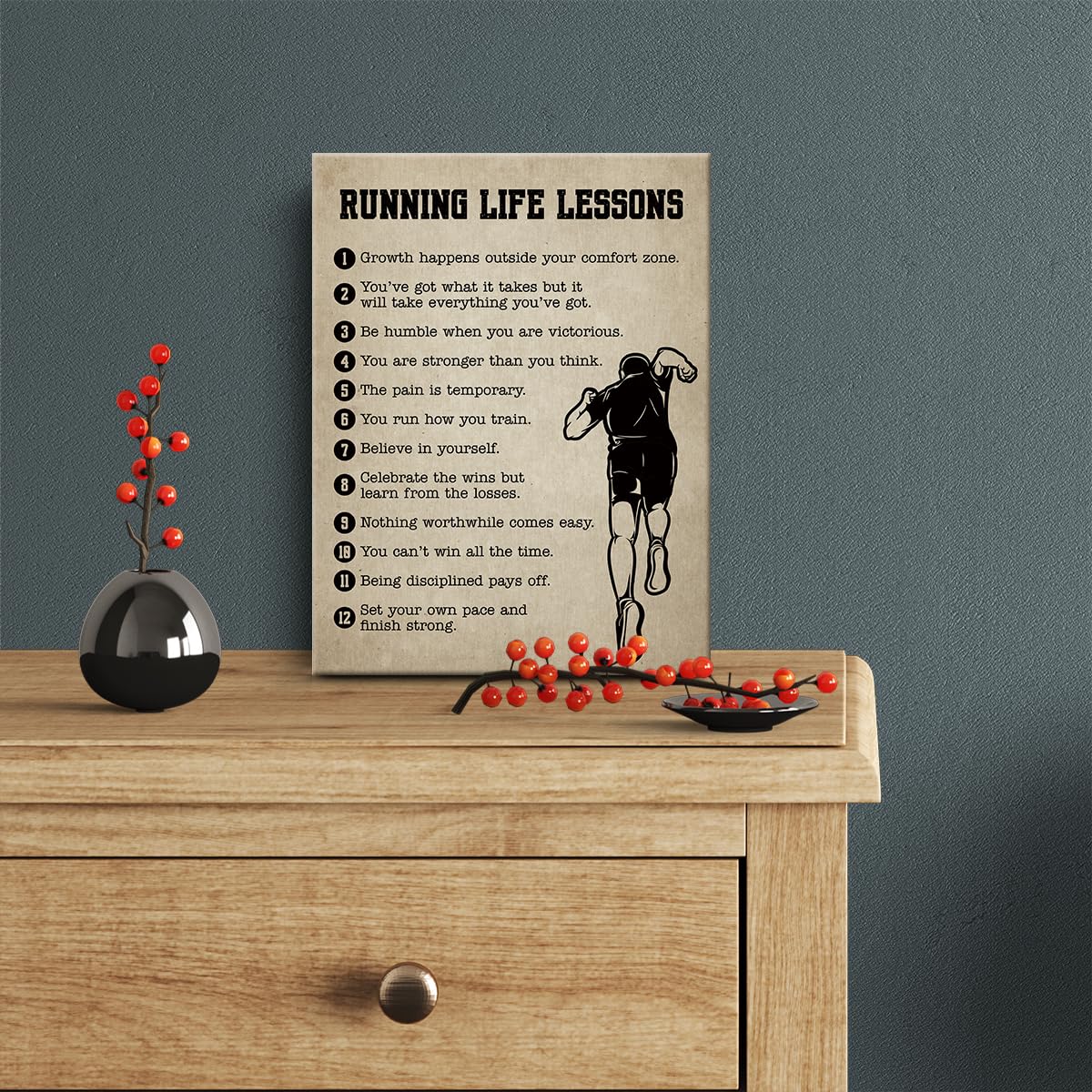 Running Gifts Inspirational Wall Decor Canvas Wall Art Artwork Runner Framed Art Paintings Running Posters For Marathon Runner A