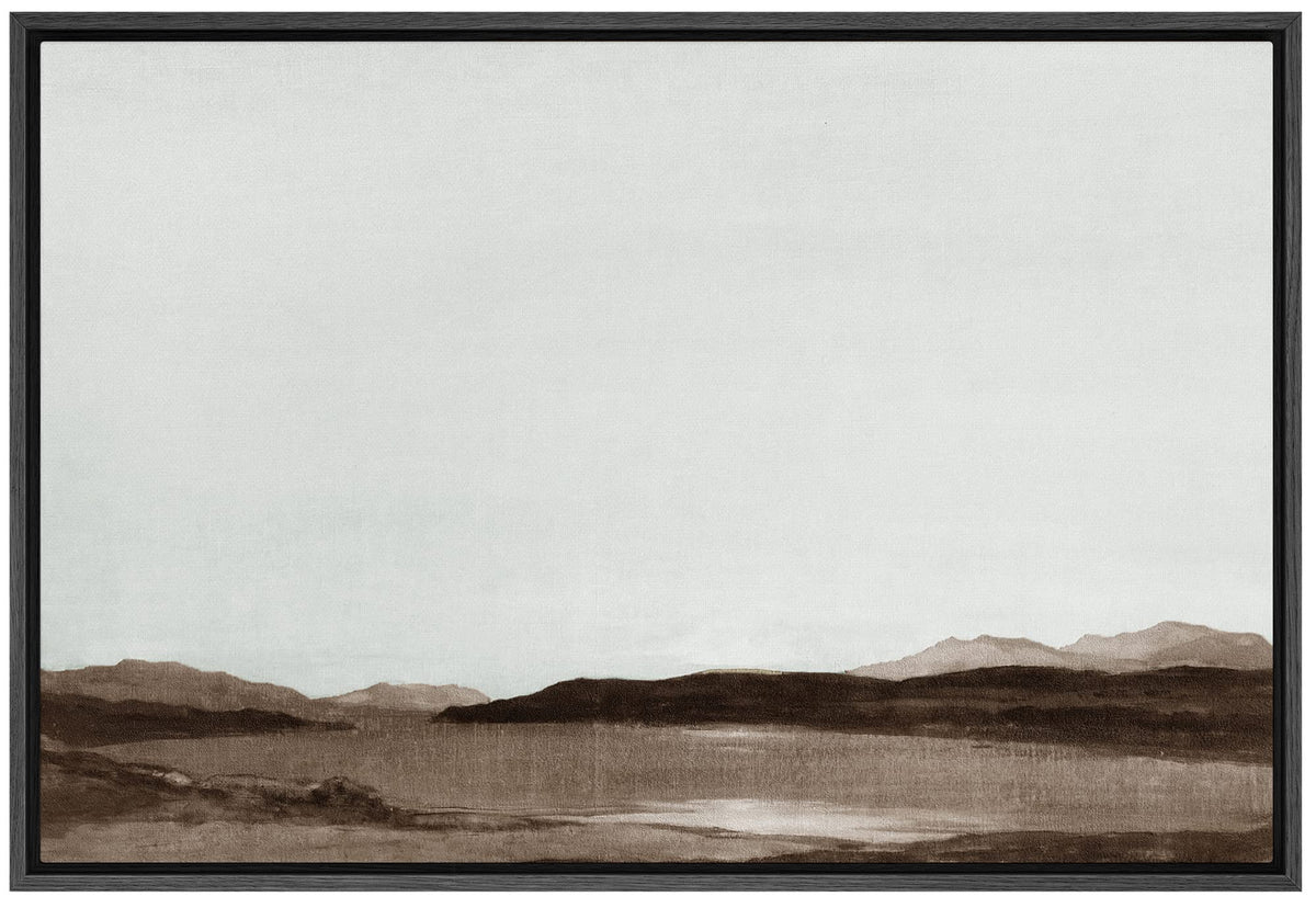 Signford Framed Canvas Wall Art Monochromatic Brown Mountains And Valleys Landscape Wilderness Oil Painting Impressionism Tradit