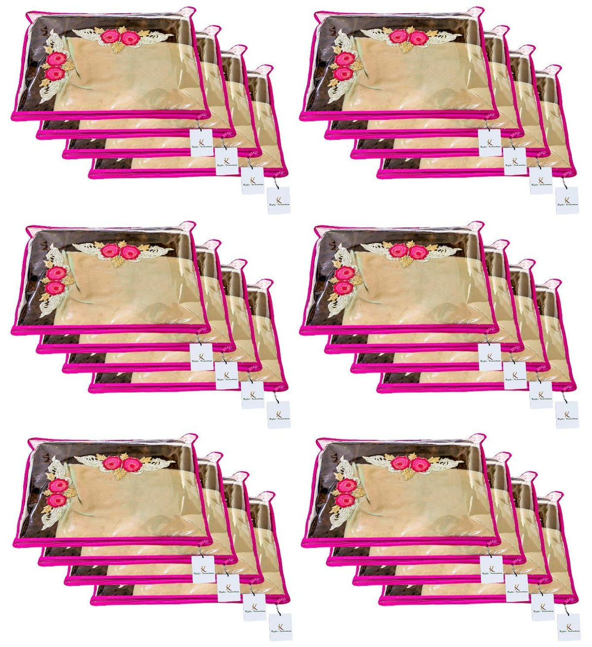 Kuber Industries Polyurethane Saree Cover, Set Of 24 With Zipper Closure