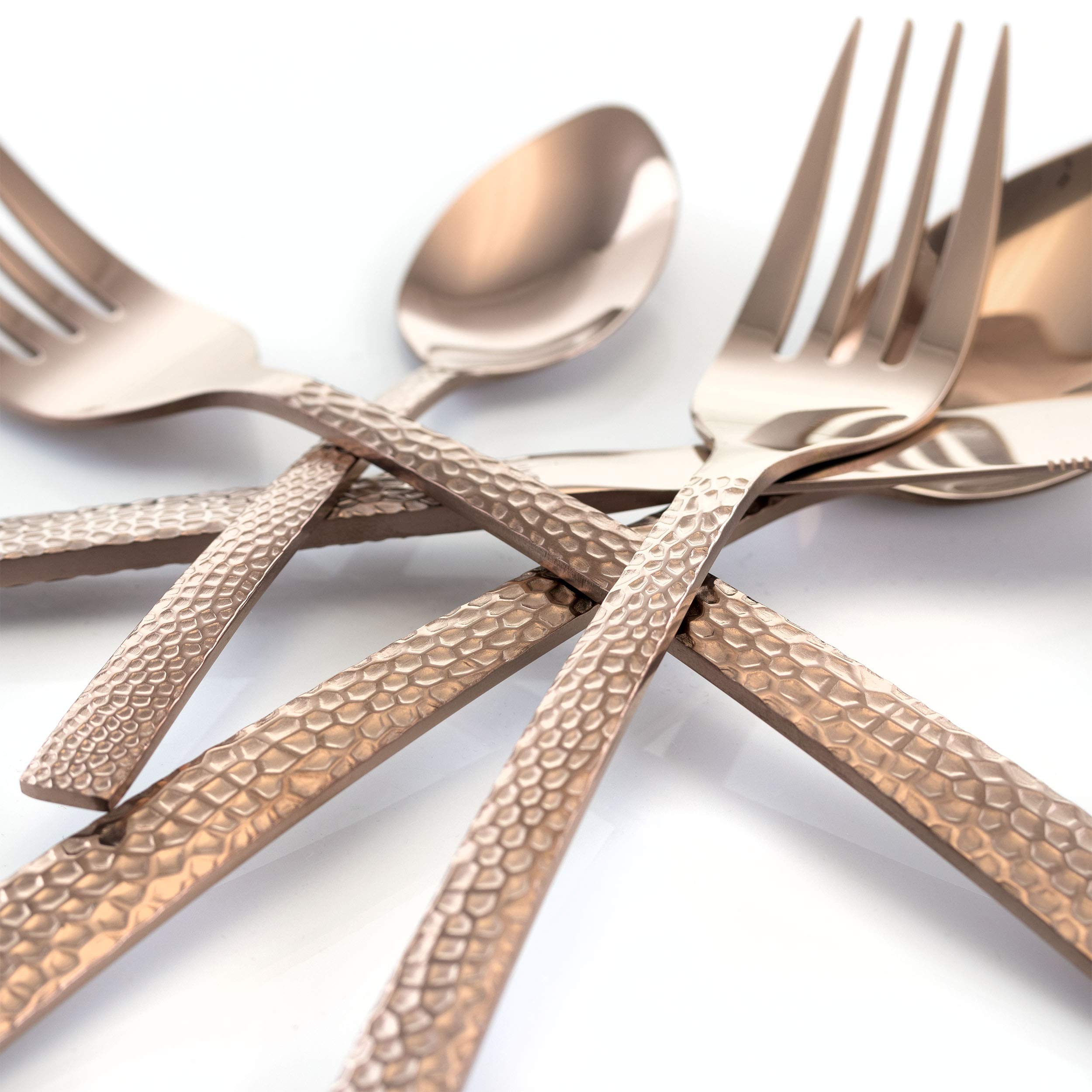 Megachef Baily 20 Piece Flatware Utensil Set, Stainless Steel Silverware Metal Service For 4 In Rose Gold
