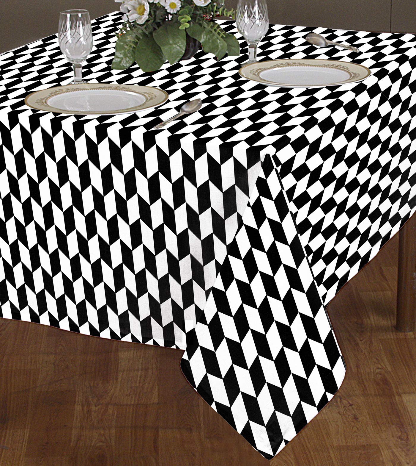 AIRWILL Cotton 2 Seater Table Cover (Pack of 1)(Square,Black)
