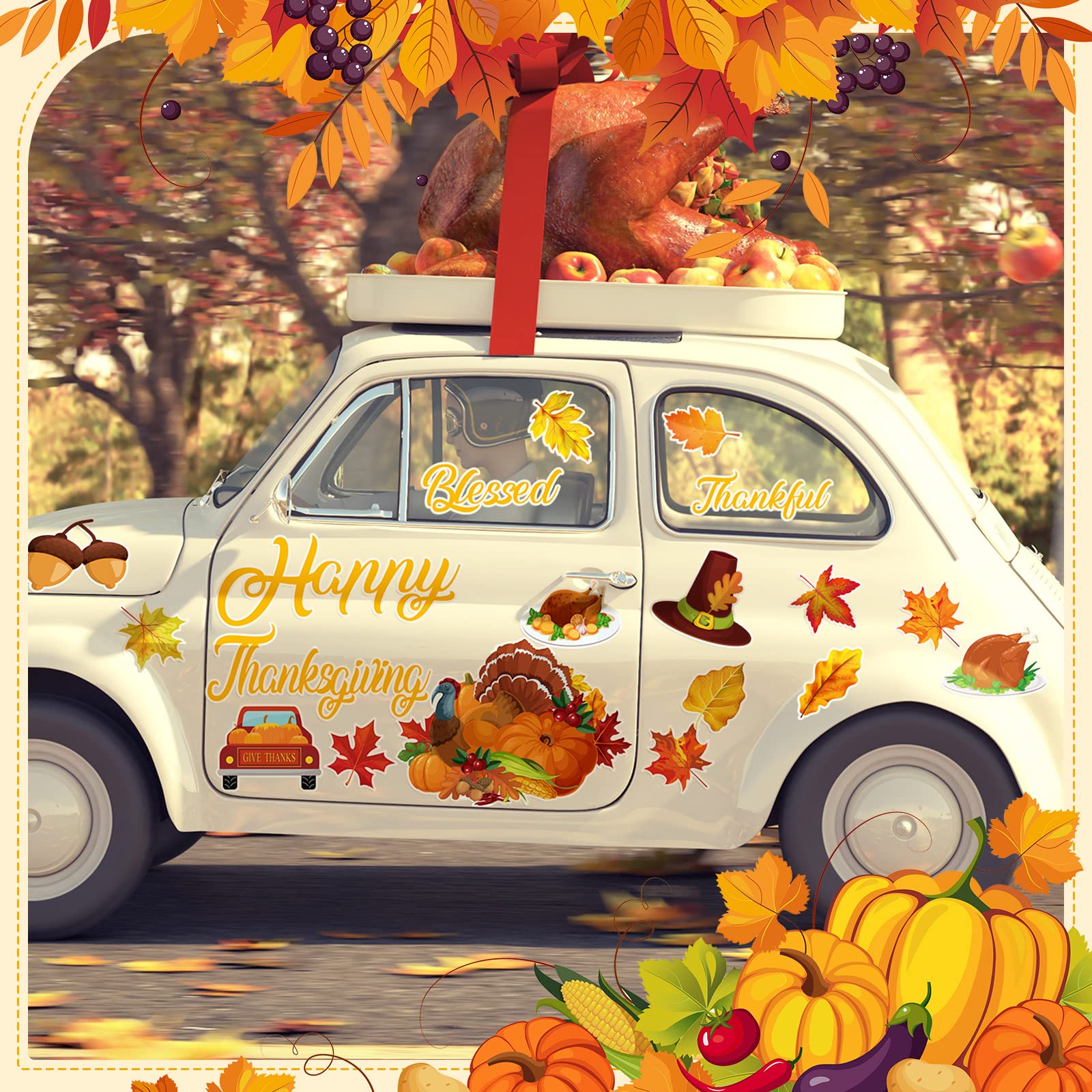 Xuhal 20 Pcs Thanksgiving Garage Door Magnets Decoration Fall Magnets for Garage Door Autumn Outdoor with Grateful Blessed Thank