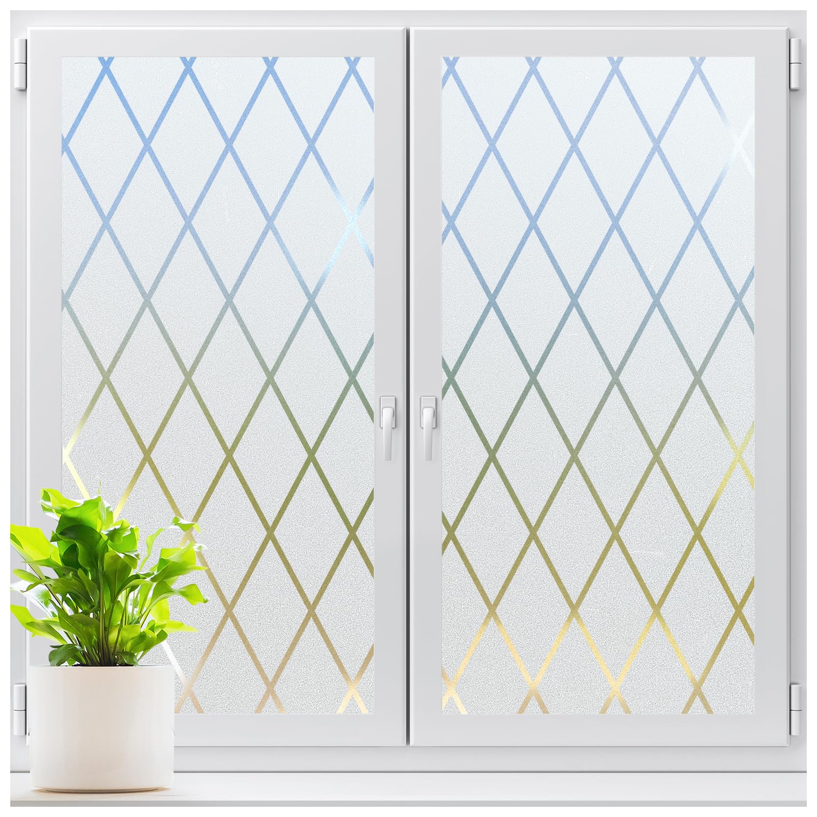 LUTE Frosted Window Privacy Film, Static Cling UV Sun Blocking Heat Control Window Cover, Removable Non-Adhesive Glass Sticker V