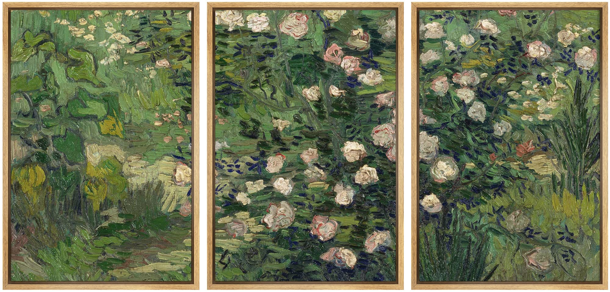 Wall26 Framed Canvas Print Wall Art Set Rose Flower Garden Vincent Van Gogh Classical Illustrations Fine Art Decorative Historic
