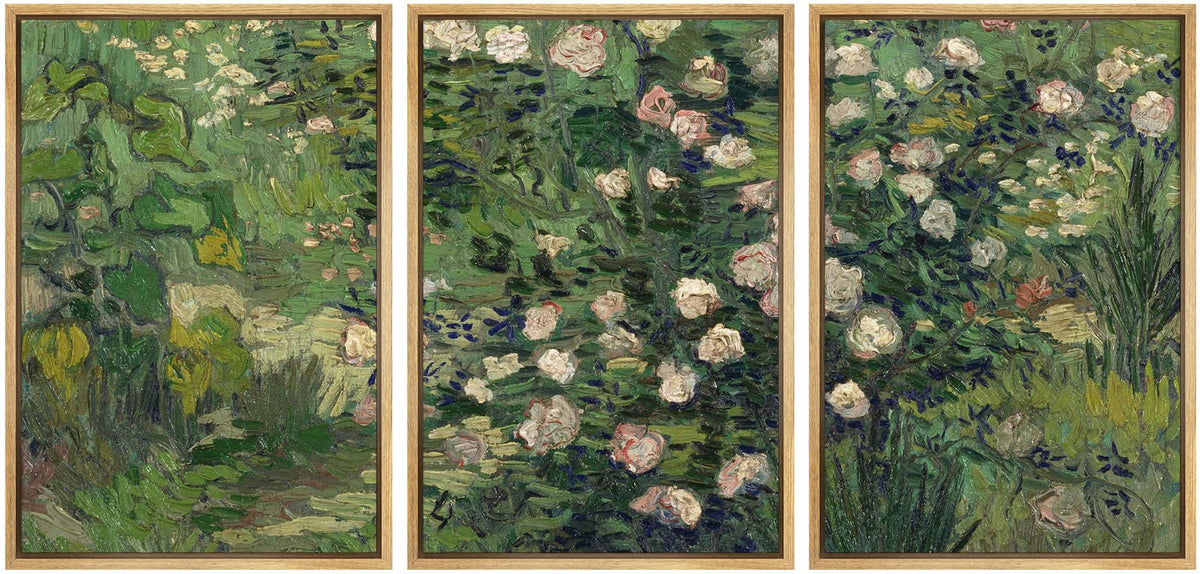 Wall26 Framed Canvas Print Wall Art Set Rose Flower Garden Vincent Van Gogh Classical Illustrations Fine Art Decorative Historic