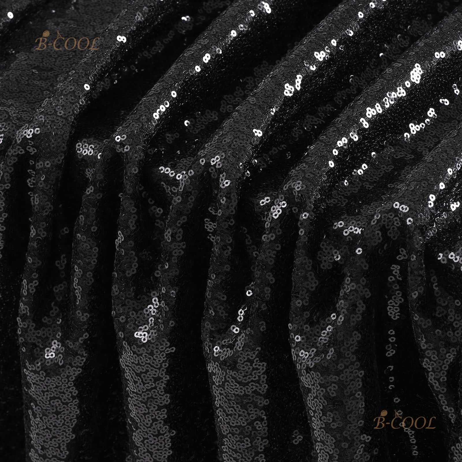 B-COOL Black Sequin Table Overlay 50x50 inch Square Sequin Tablecloth Halloween Sparkle Glitz Tablecloth Popular Sequin Decorati