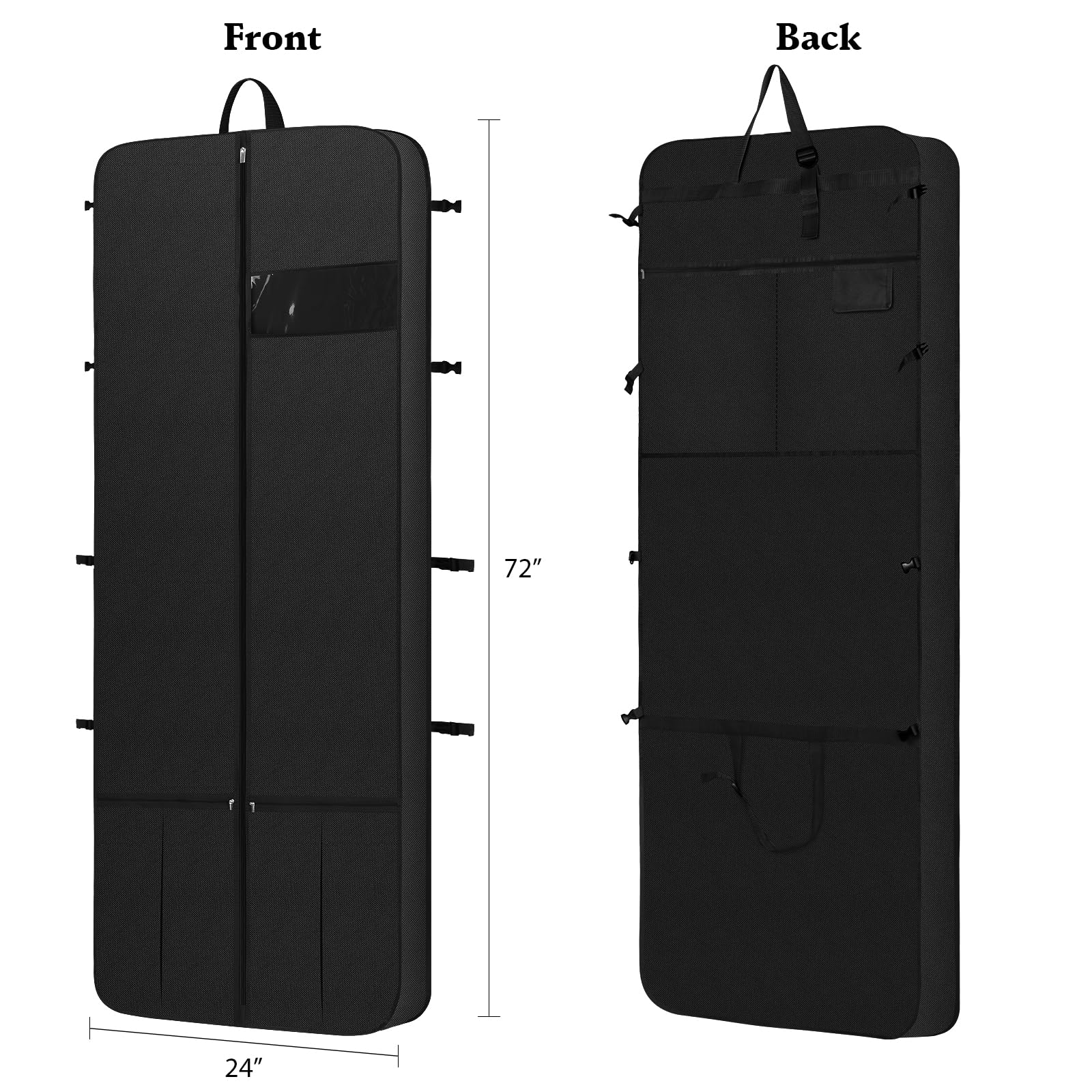Kntiwiwo Wedding Dress Garment Bag 72'' Dress Bags for Gowns Long with Accessories Pockets Bridal Garment Cover with Adjustable Handles for Wedding Dress  Prom Evening Gown