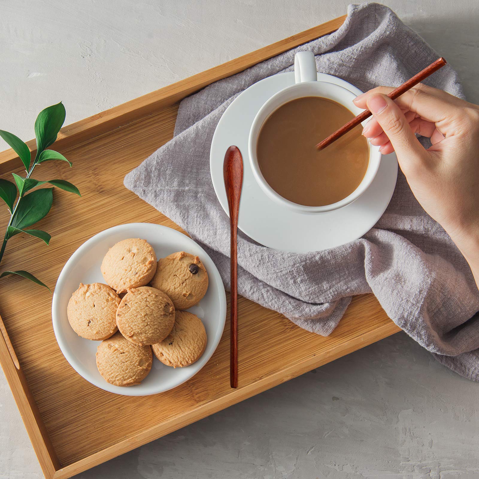 Wooden Coffee Spoons Long Handle Small Wooden Stir Spoon Korean Rice Spoons Wooden Teaspoon Handmade Wood Mixing Spoon For Kitch