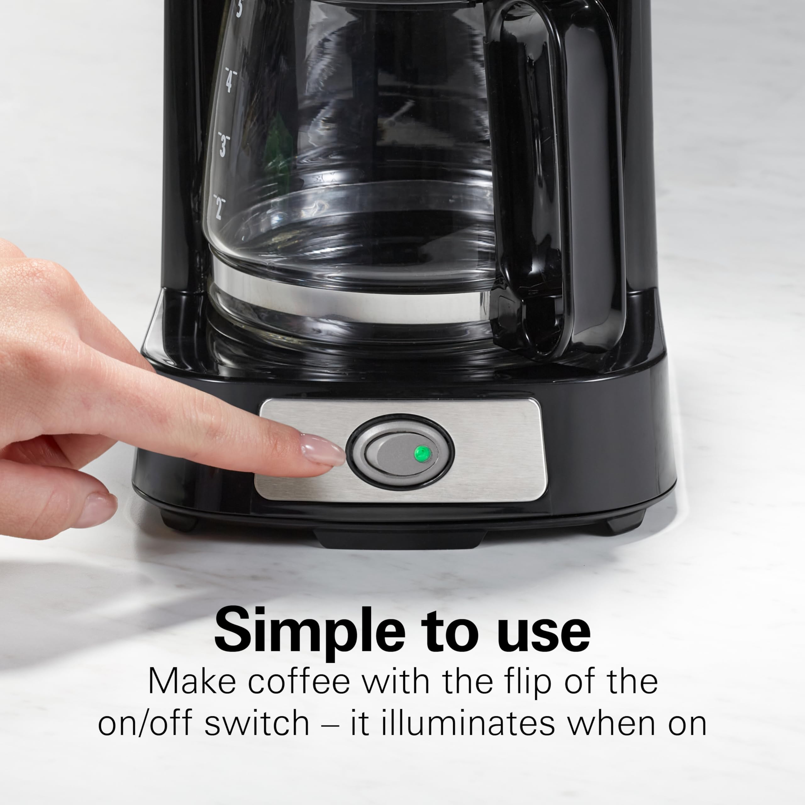Hamilton Beach 5 Cup Drip Coffee Maker With Easy Frontfill Basket, Compact Design, Works With Smart Plugs, Glass Carafe, Auto Pa