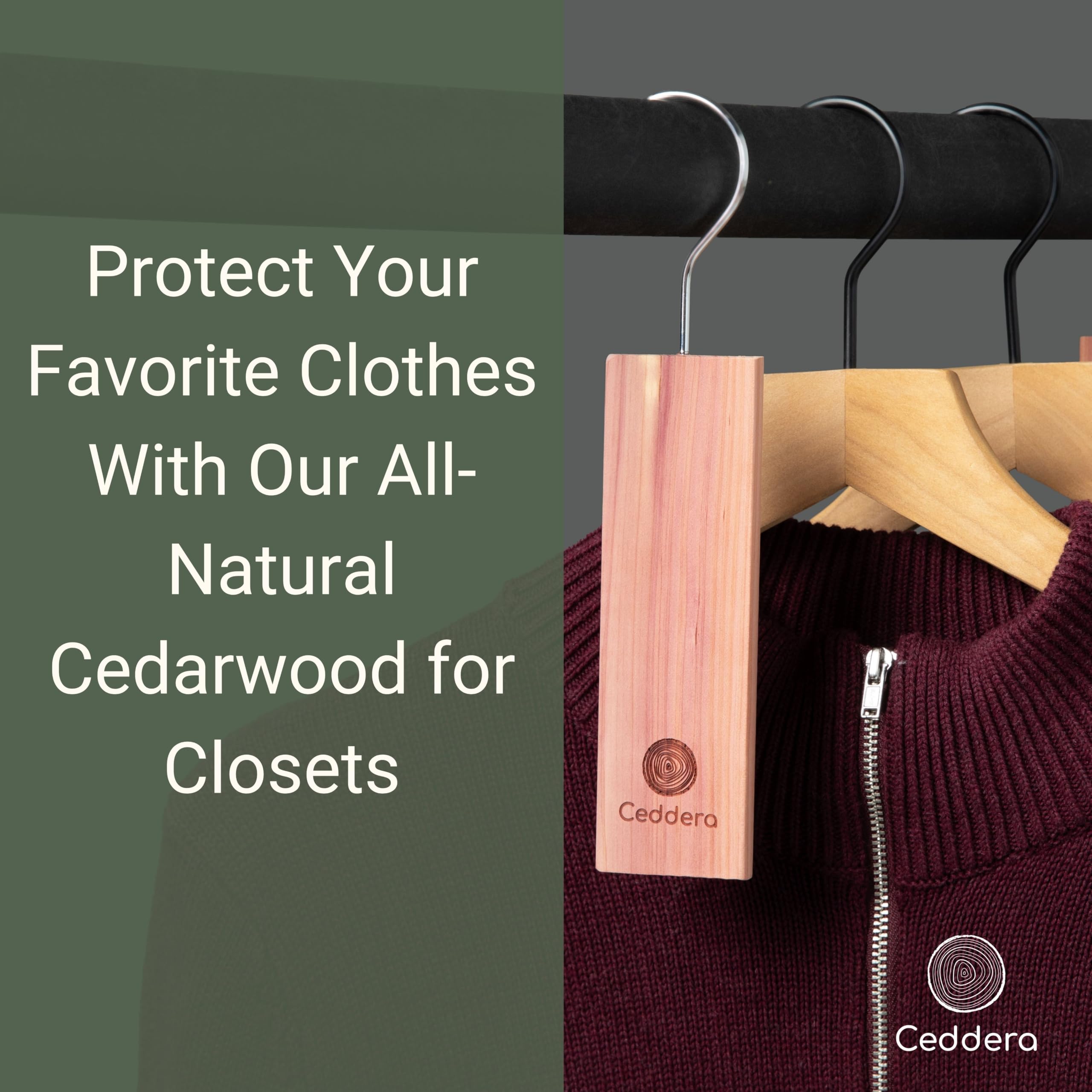 Ceddera Cedar Hang Ups 14 Pack | Natural Cedar Blocks For Clothes Storage | Eco Friendly Cedar For Closets | Moth Ball Alternati