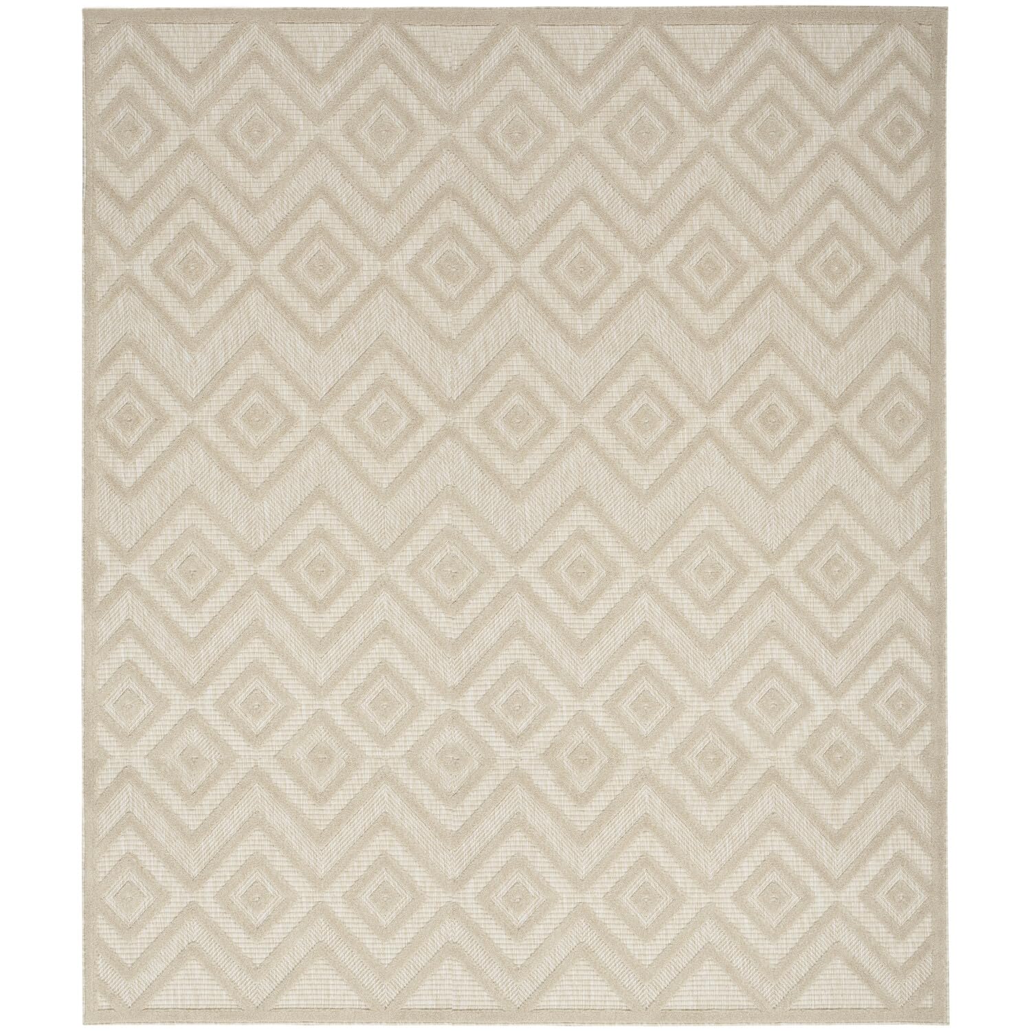Nourison Versatile Modern Indoor/Outdoor Cream 9 x 12 Area -Rug, Easy -Cleaning, Non Shedding, Bed Room, Living Room, Dining R