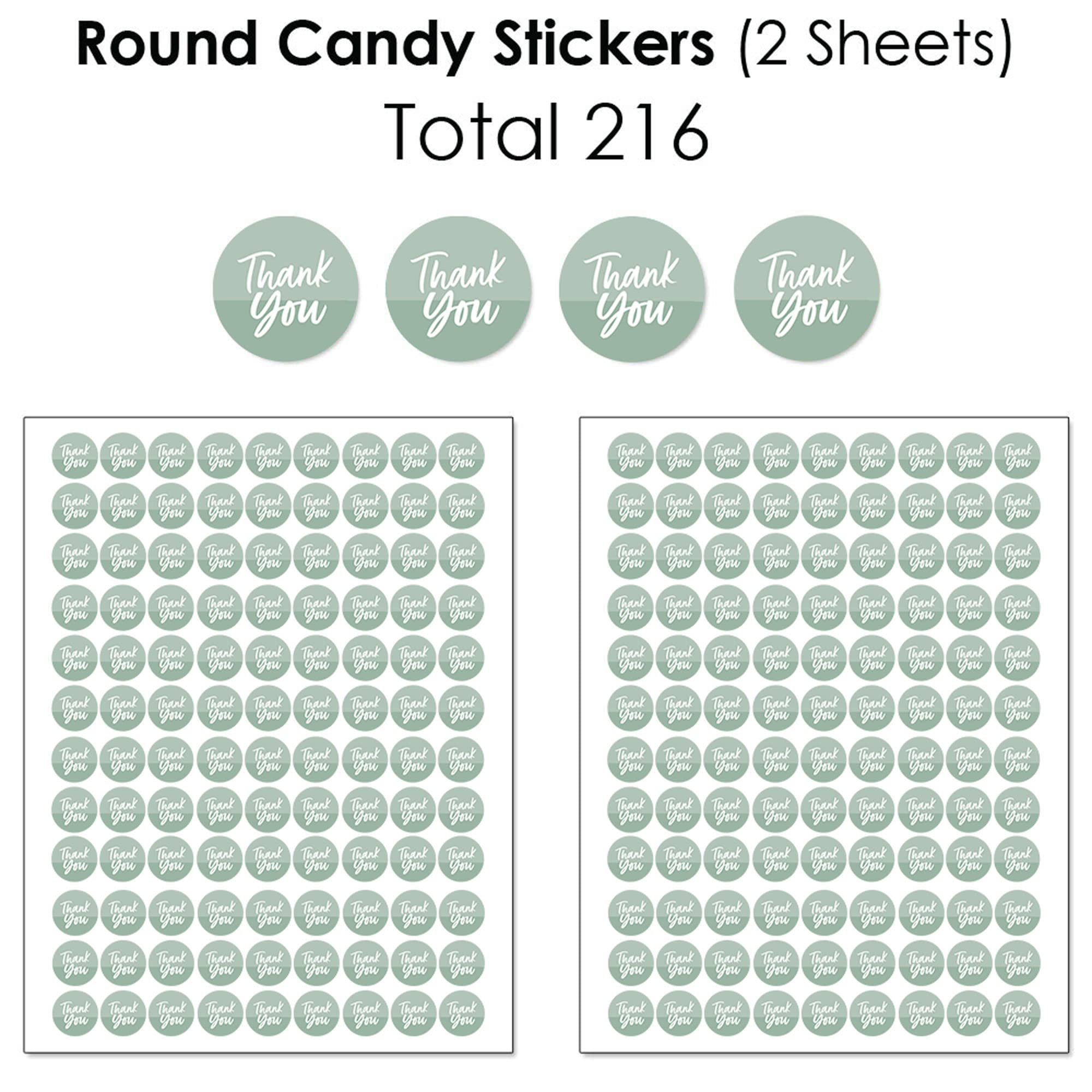 Big Dot Of Happiness Sage Green Elegantly Simple - Mini Candy Bar Wrappers, Round Candy Stickers And Circle Stickers - Guest Par