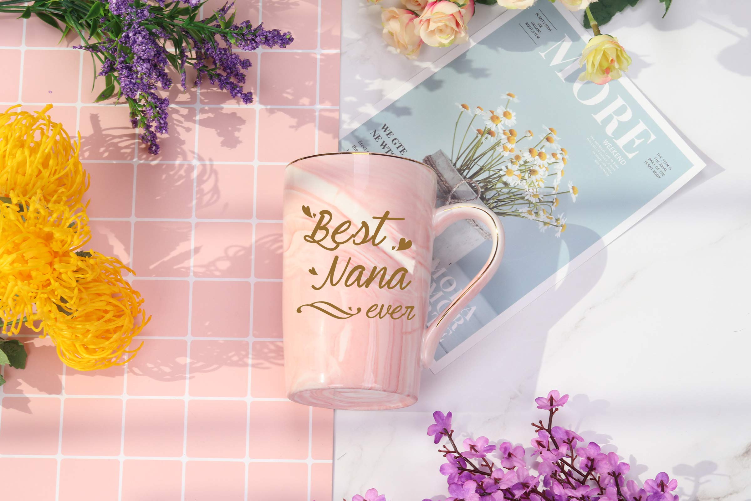 Best Nana Ever Mug Best Nana Coffee Mug Nana Mug Gifts Birthday Mothers Day Gifts for Mom Grandma from Grandkids Granddaughter Grandson Grandchildren Gifts 14 Ounce Pink with Gift Box