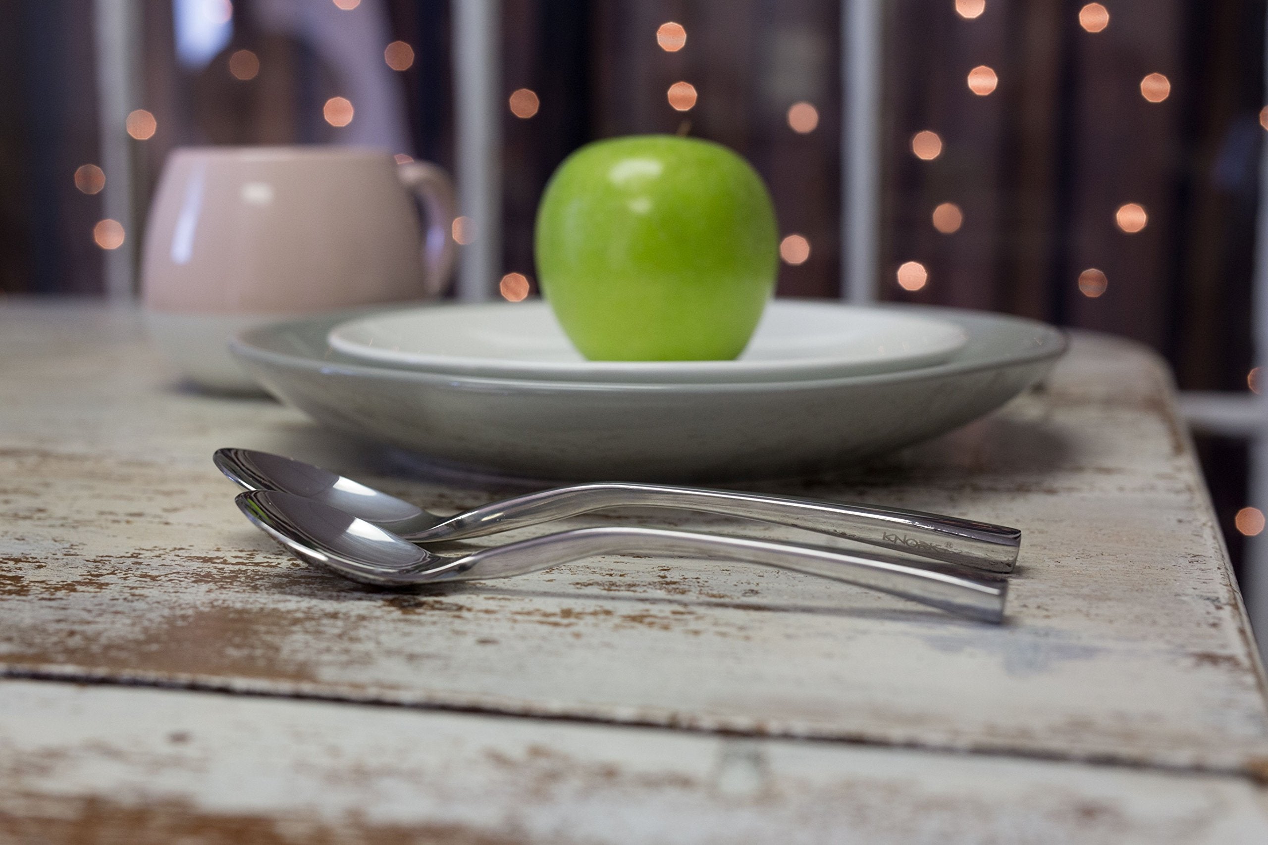 Knork Chrome Curve Flatware, 20 Piece Set, Service For 4, Silverware, Gloss Silver