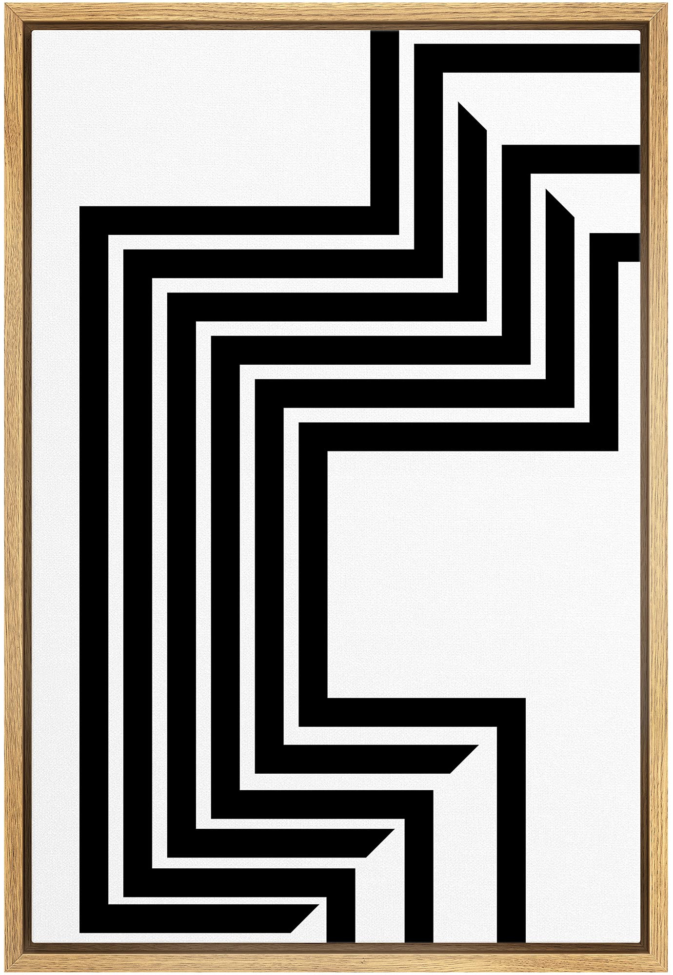 Ashbrook Framed Canvas Print Wall Art Black And White Geometric Layered Cross Illusion Abstract Shapes Illustrations Modern Bohe