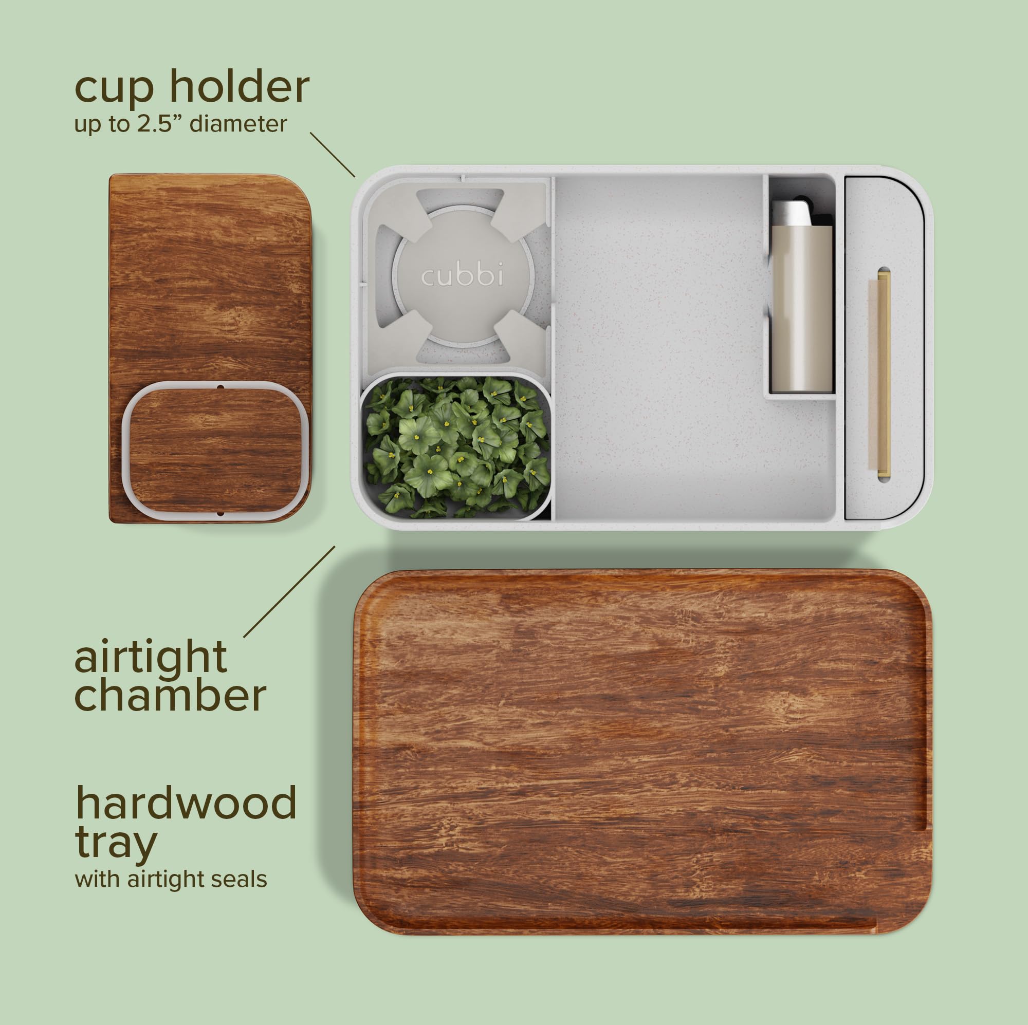 Cubbi - Airtight Box With Tray - Silicone Seals - 100% Air-Tight Storage Box With Accessories - White