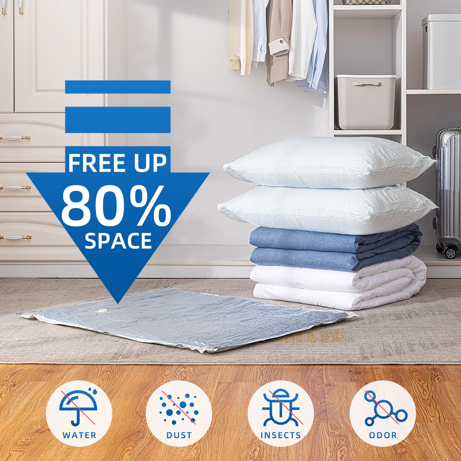 TAILI 8 Pack Vacuum Storage Bags for Comforter and Blankets  Jumbo Vacuum Seal Bags for Bedding 40x31 Inch  Space Saver Bags for Clothes  Pillows  Saving More Closet Space