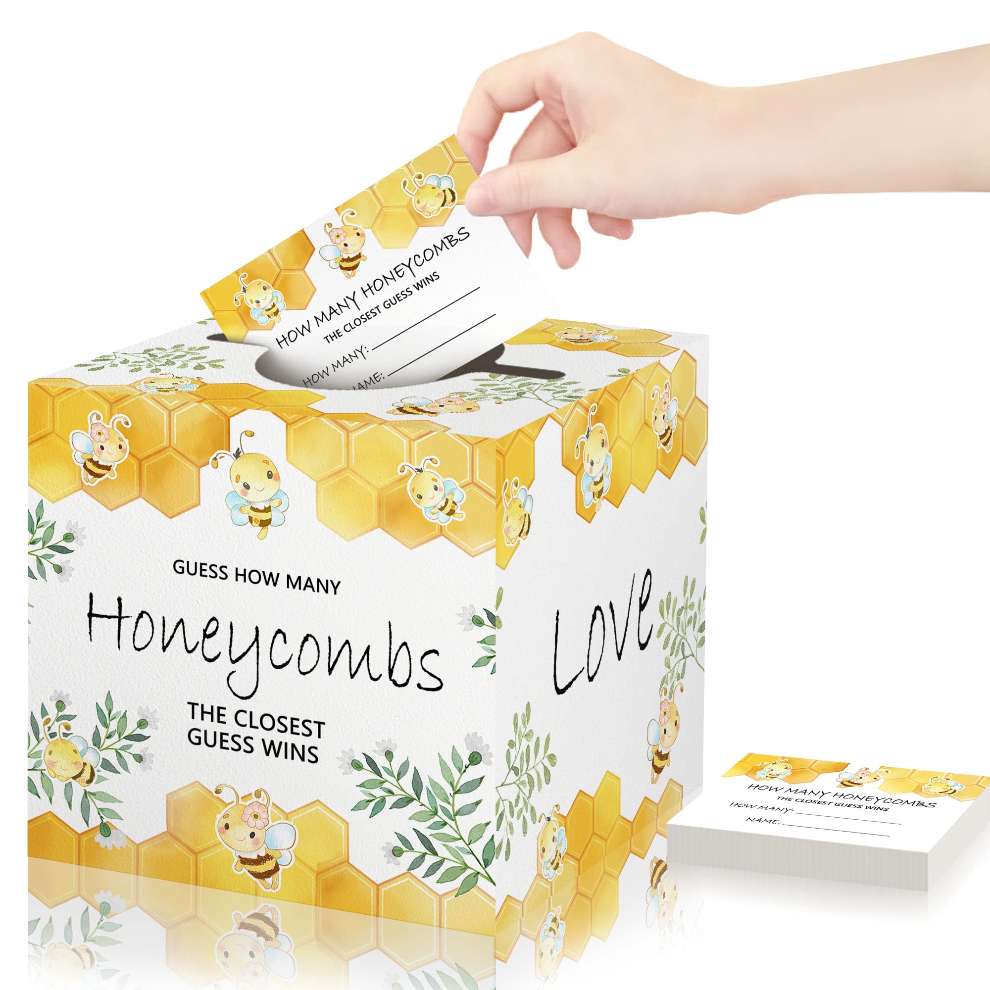 Azbuk Guess How Many Honeycombs Game For Baby Shower, 50 How Many Cards And 1 Box, Funny Baby Shower Game Ideas For Boys Or Girl
