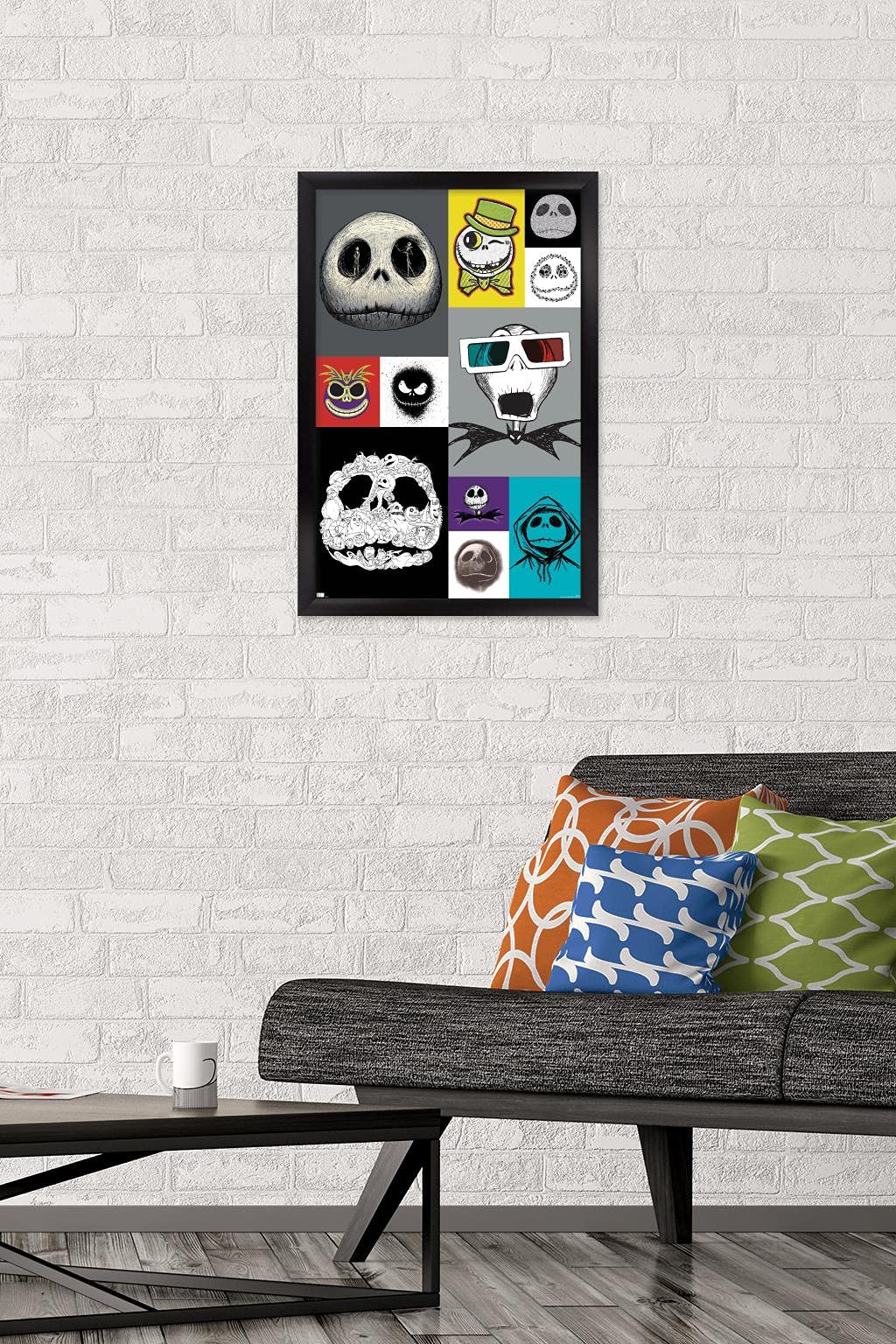 Trends International Disney Tim Burton'S The Nightmare Before Christmas - Jack Grid Wall Poster, 14.72'' X 22.37'', Black Framed