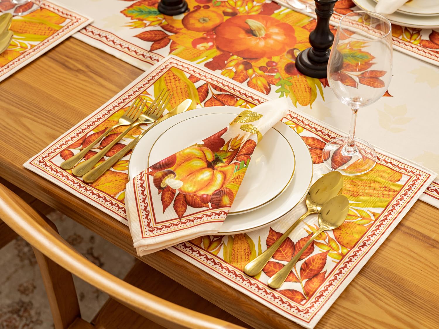 YiHomer Fall Thanksgiving Tabletop Collection for Kitchen Dining Decoration Parties Harvest, Harvest Party, Table Runner, 14 x 1