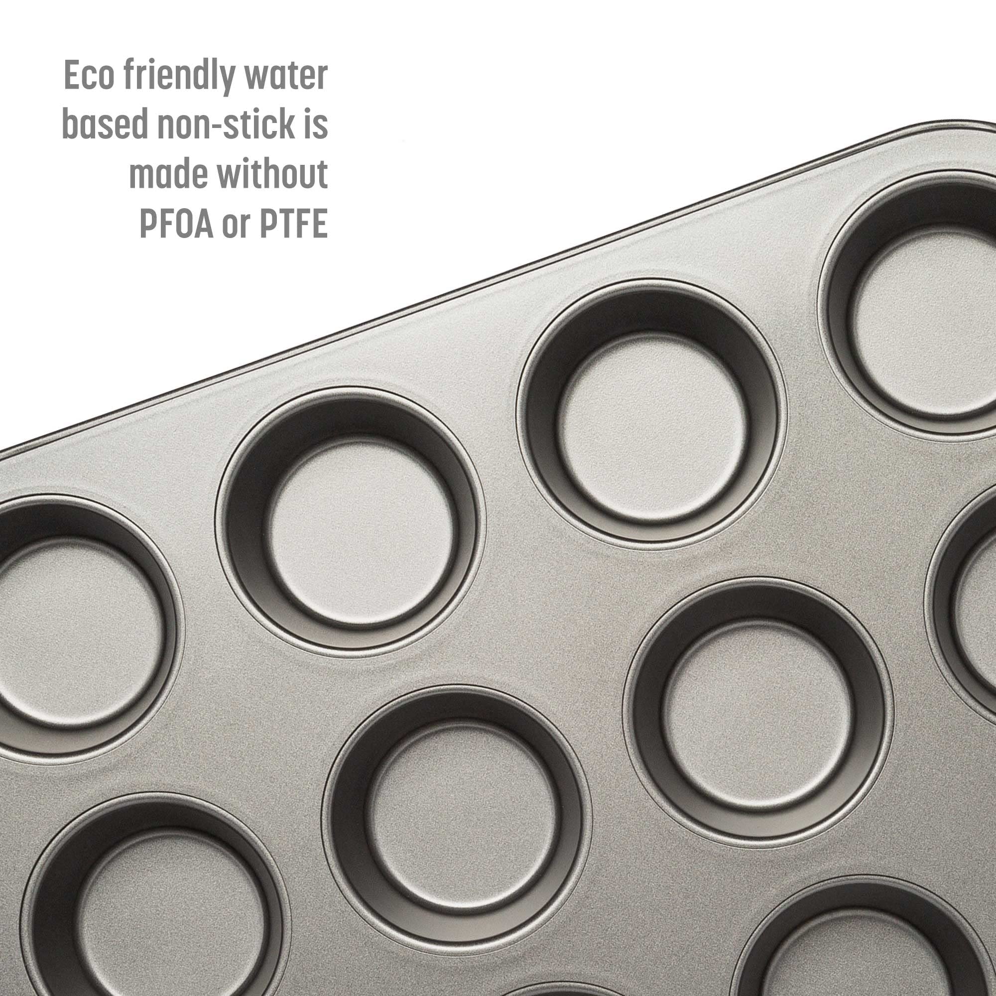 Goodful Nonstick Muffin Pan Set, Heavy Duty Carbon Steel With Quick Release Coating, Made Without Pfoa, Dishwasher Safe, 2-Pack