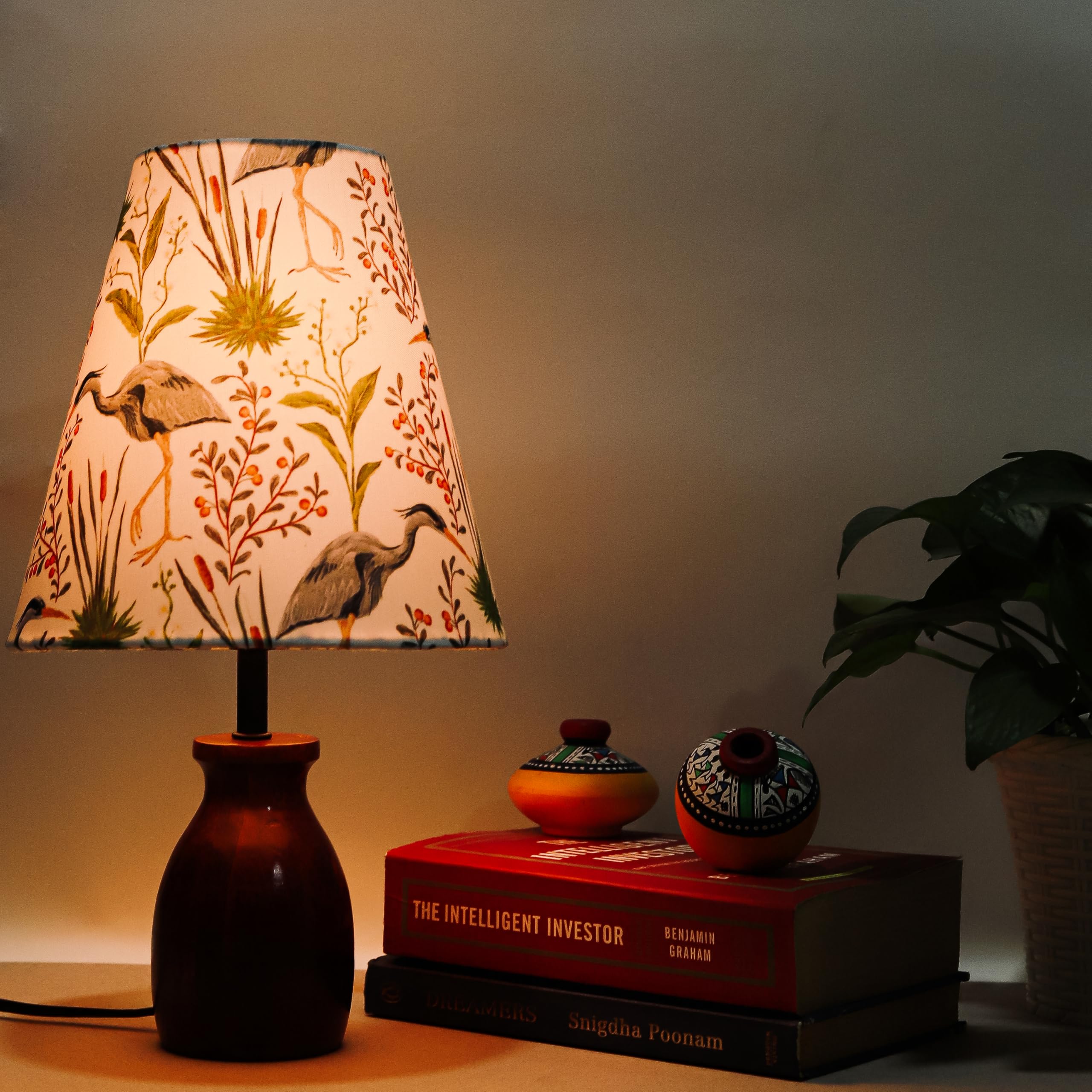 Lexton Wooden Bedside Table Lamp For Bedroom & Living Room (15 Inch, Wood, Without Bulb, Pack Of 1) | Table Lamp For Home Decora