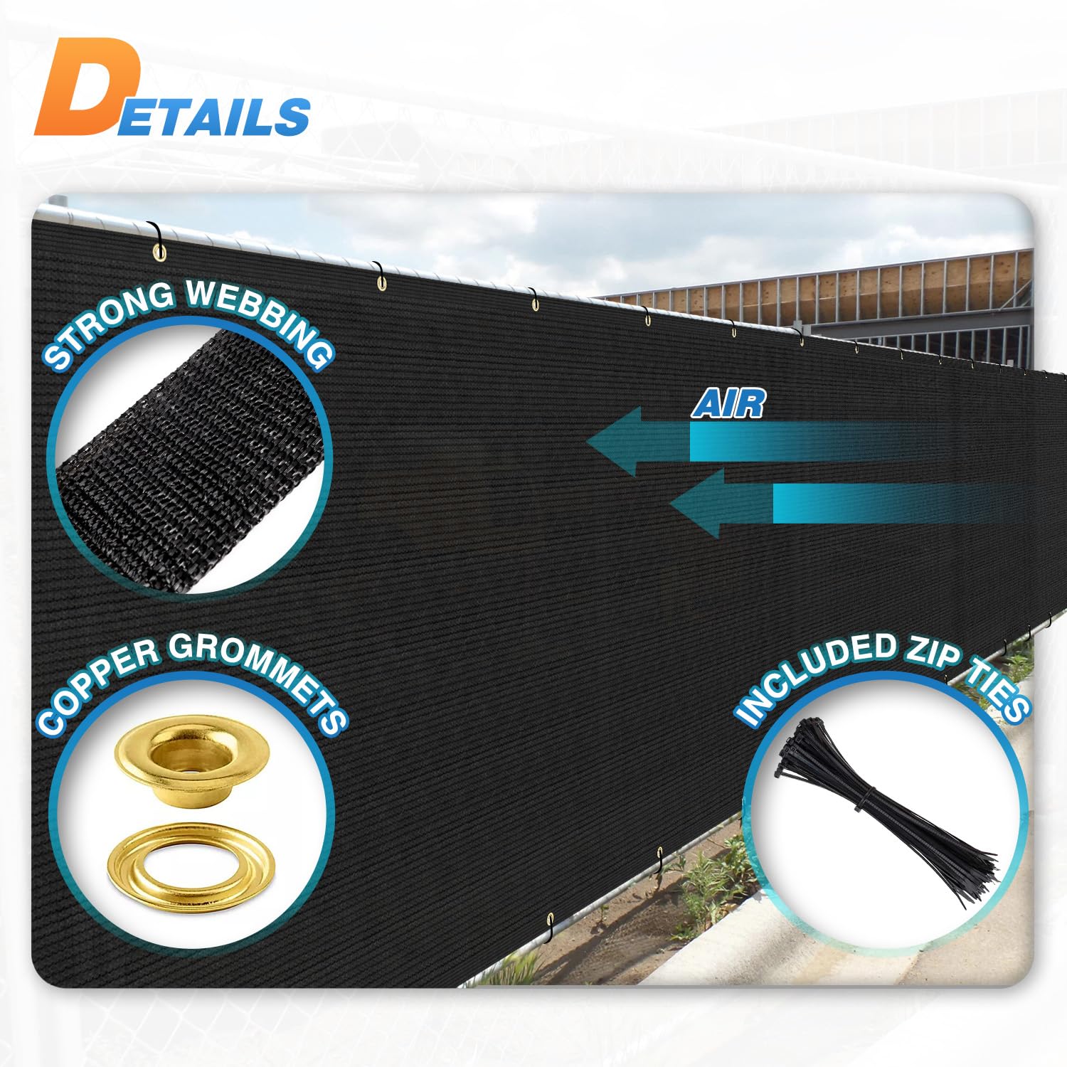 Tang Sunshades Depot Privacy Fence Screen Black 6 X 57 Heavy Duty Commercial Windscreen Residential Fence Netting Fence Cover 15