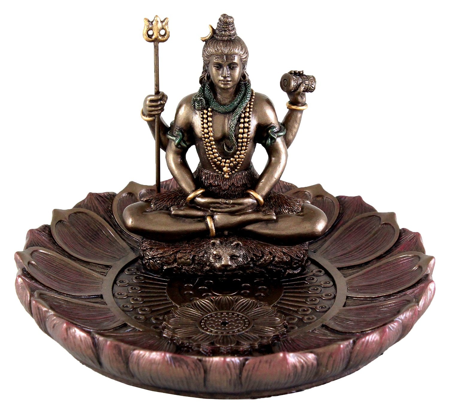 Top Collection Hindu God Shiva in Meditation Round Incense Holder Plate Incense Burner