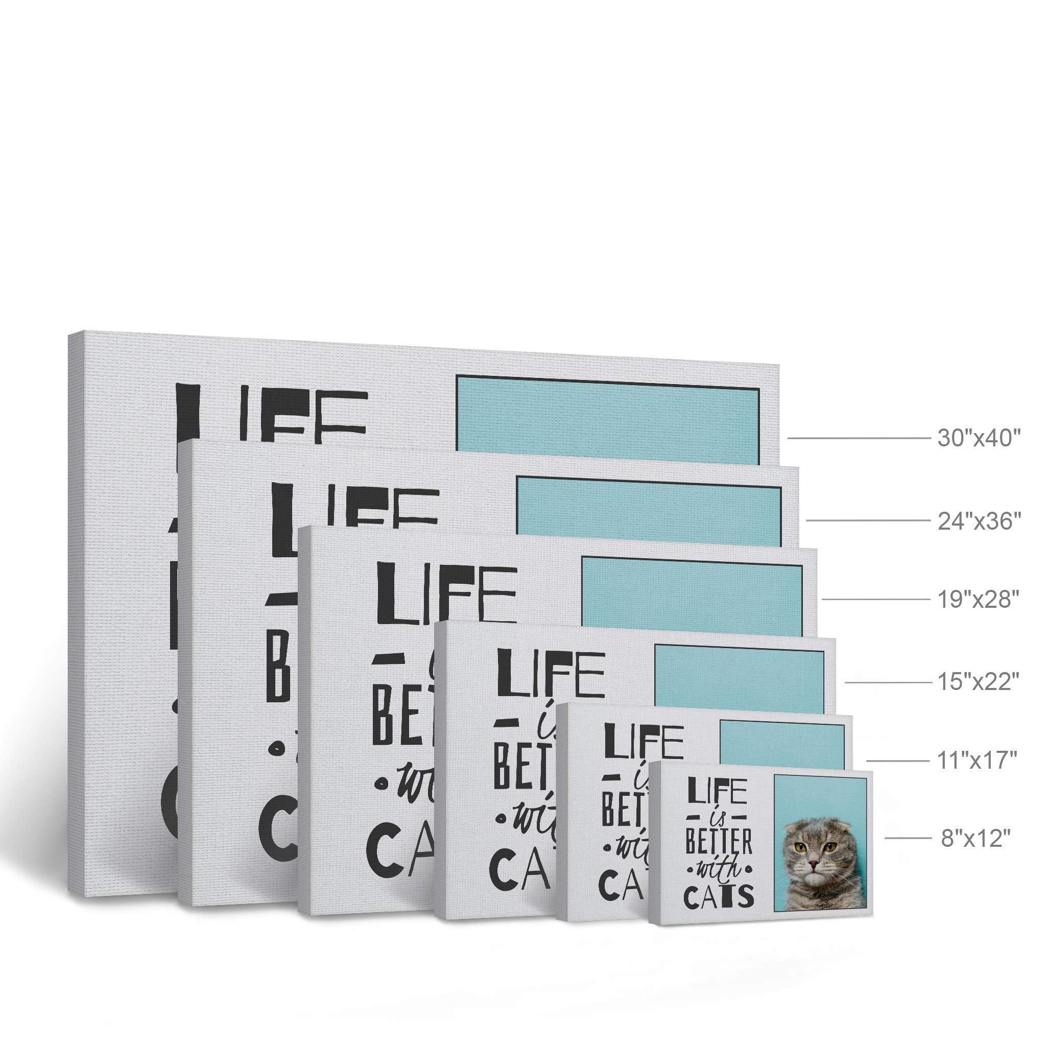 Smile Art Design Custom Photo Print Canvas Print with Your Photo Personalized Photo Life is Better with Cats Quote Personalized Gifts for Cat Lovers Custom Pet Photo Prints - 15x22 inches