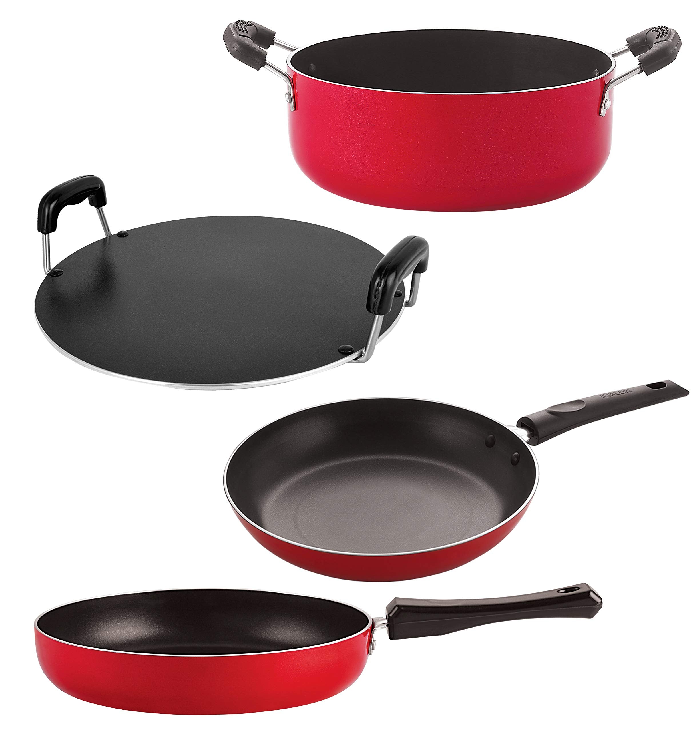 Nirlon Non Stick Coated Heat Resistance Pfoa Free Aluminium Cookware Gift Set, 4 Piecesfp11_Tp22_Rt_Cs24
