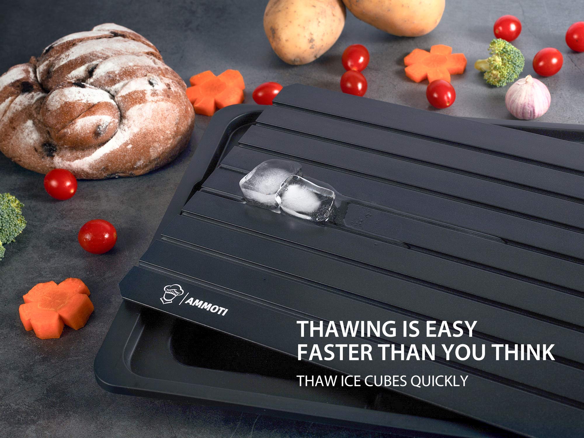 Ammoti 16''X8'' Extra Large Defrosting Tray| 6Mm Thickness For More Defrosting Power| Thawing Plate For Frozen Meat With Thick G