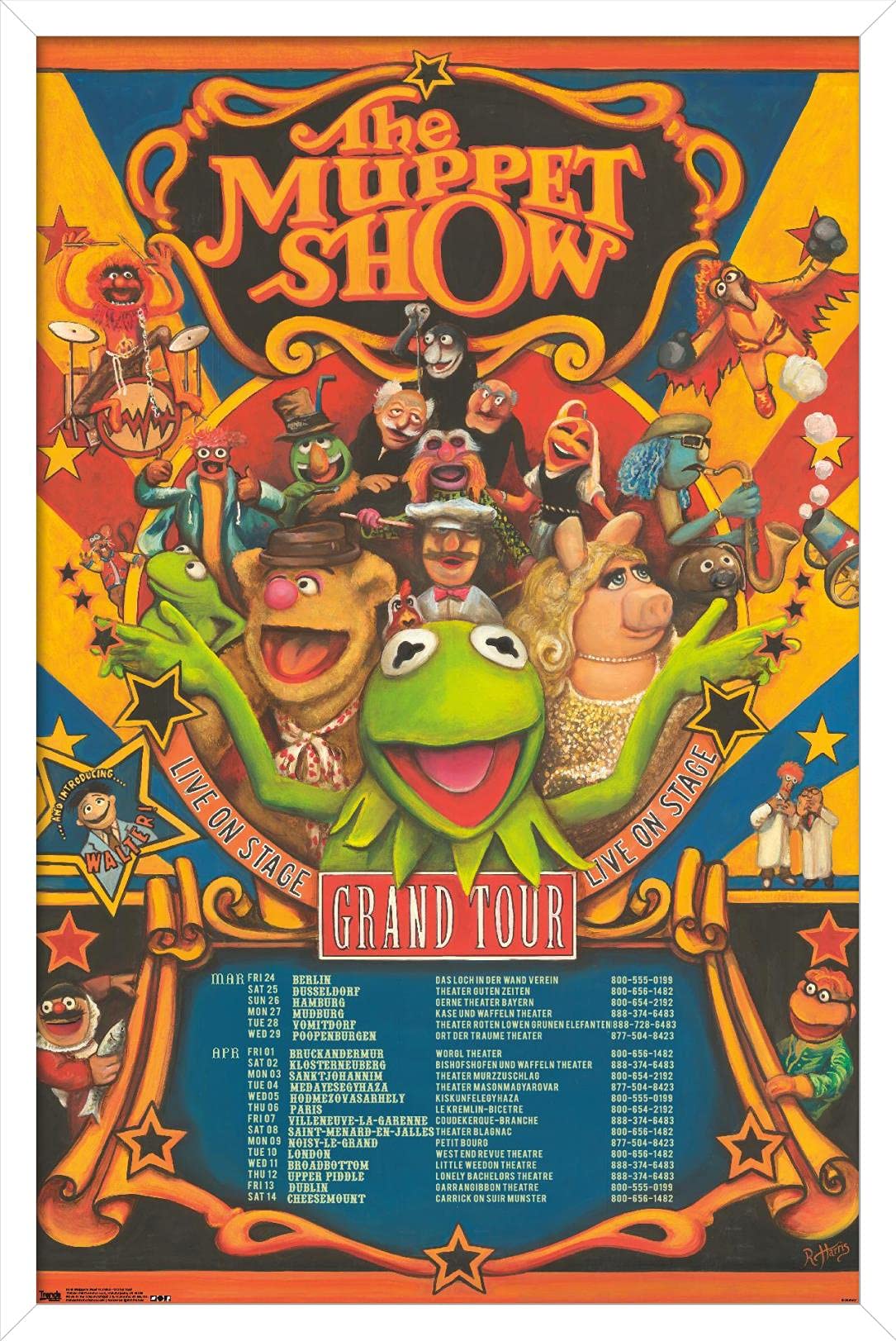 Trends International Disney The Muppets: Most Wanted - Grand Tour Wall Poster, 14.725'' X 22.375'', White Framed Version