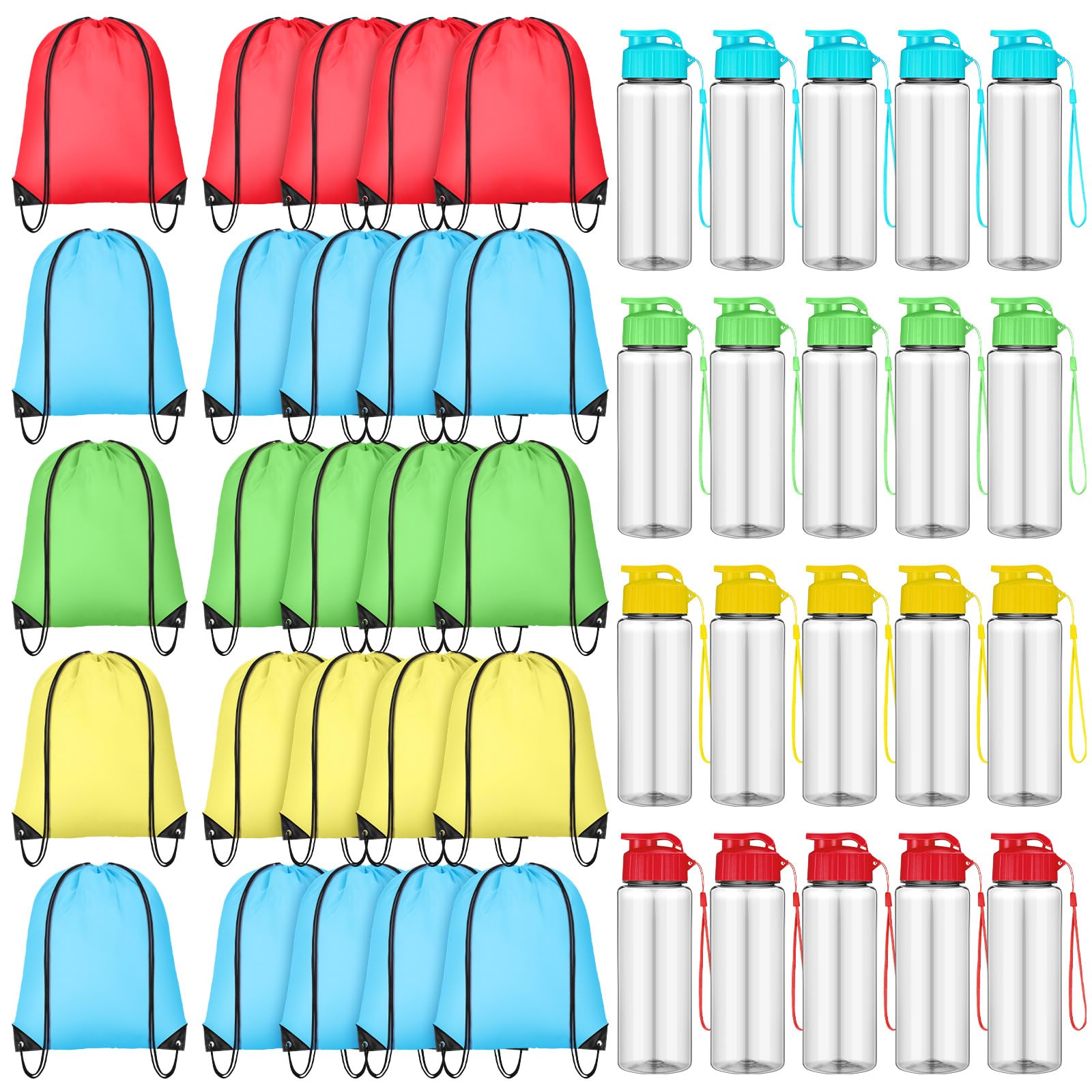 Skybooly 20 Sets 17oz Water Bottles Bulk and Drawstring Backpacks, Classic