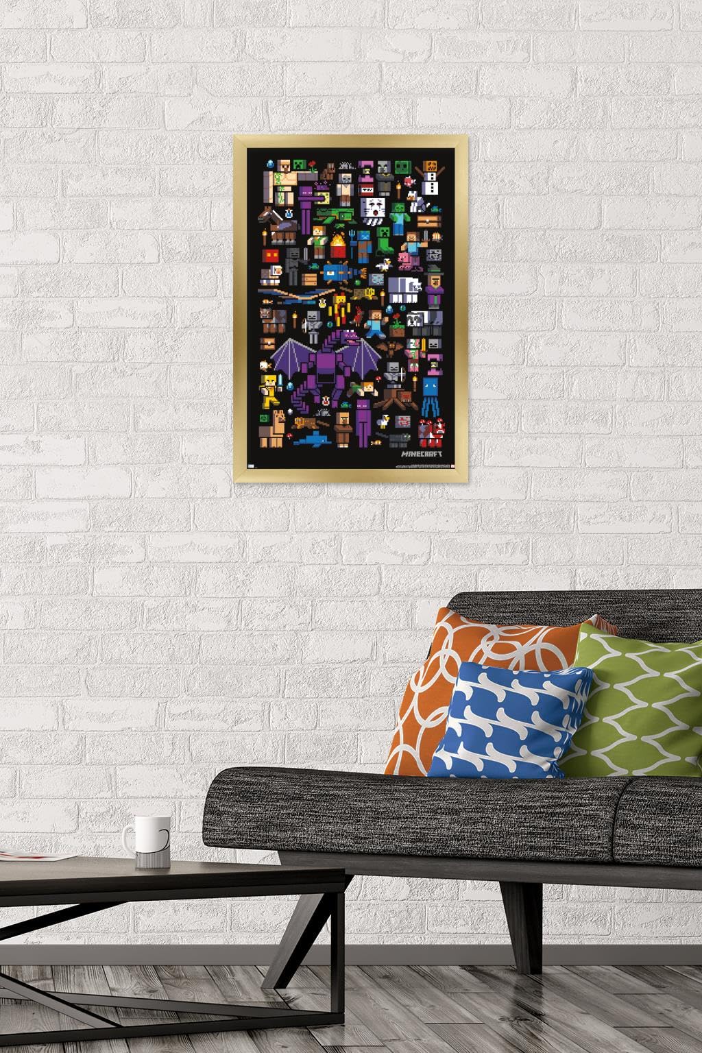 Trends International Minecraft - Mobbery Wall Poster, 14.725'' X 22.375'', Gold Framed Version