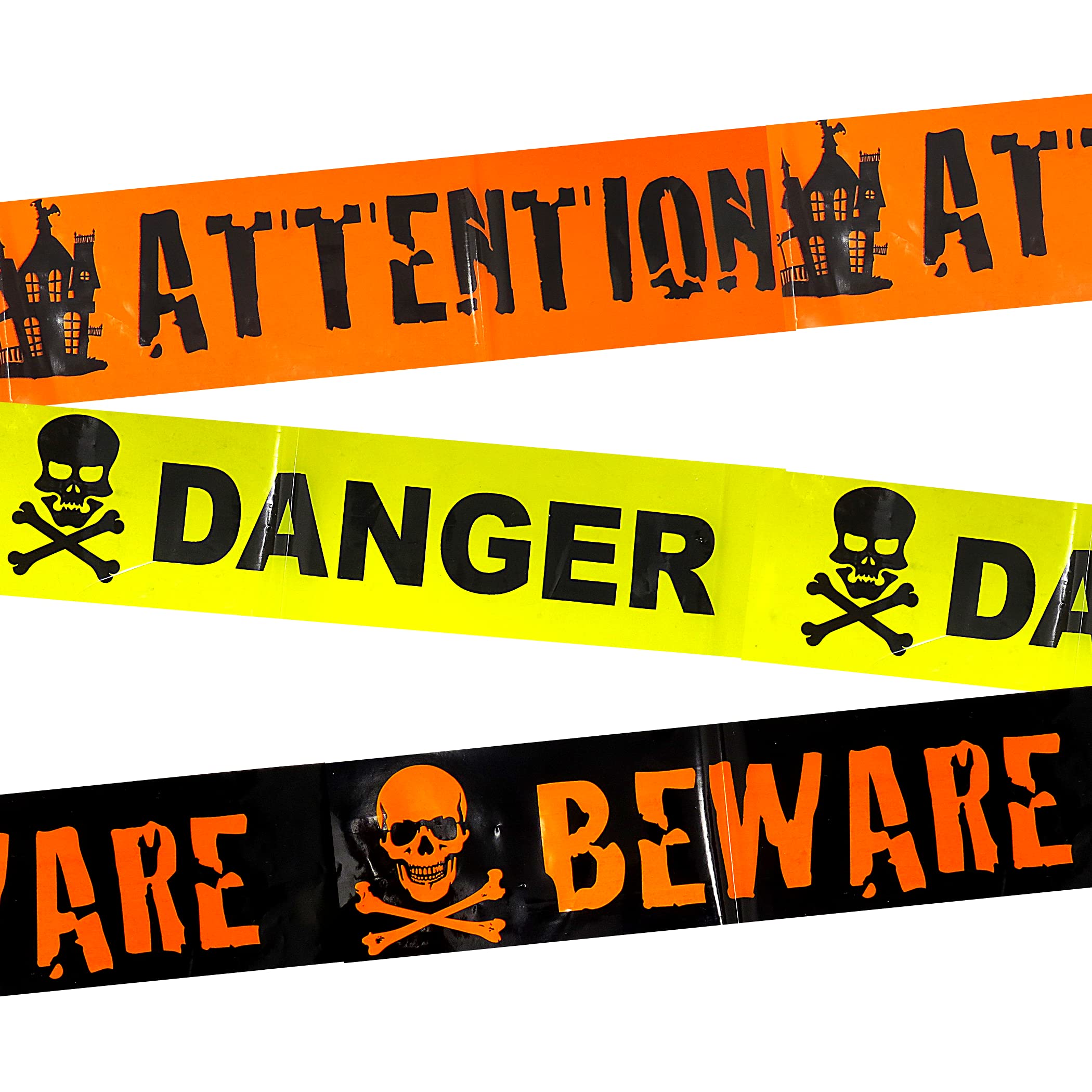 Needzo Halloween Tape Door Decorations, Decorative Caution Accessory That Reads Danger Beware Attention, 30 Ft
