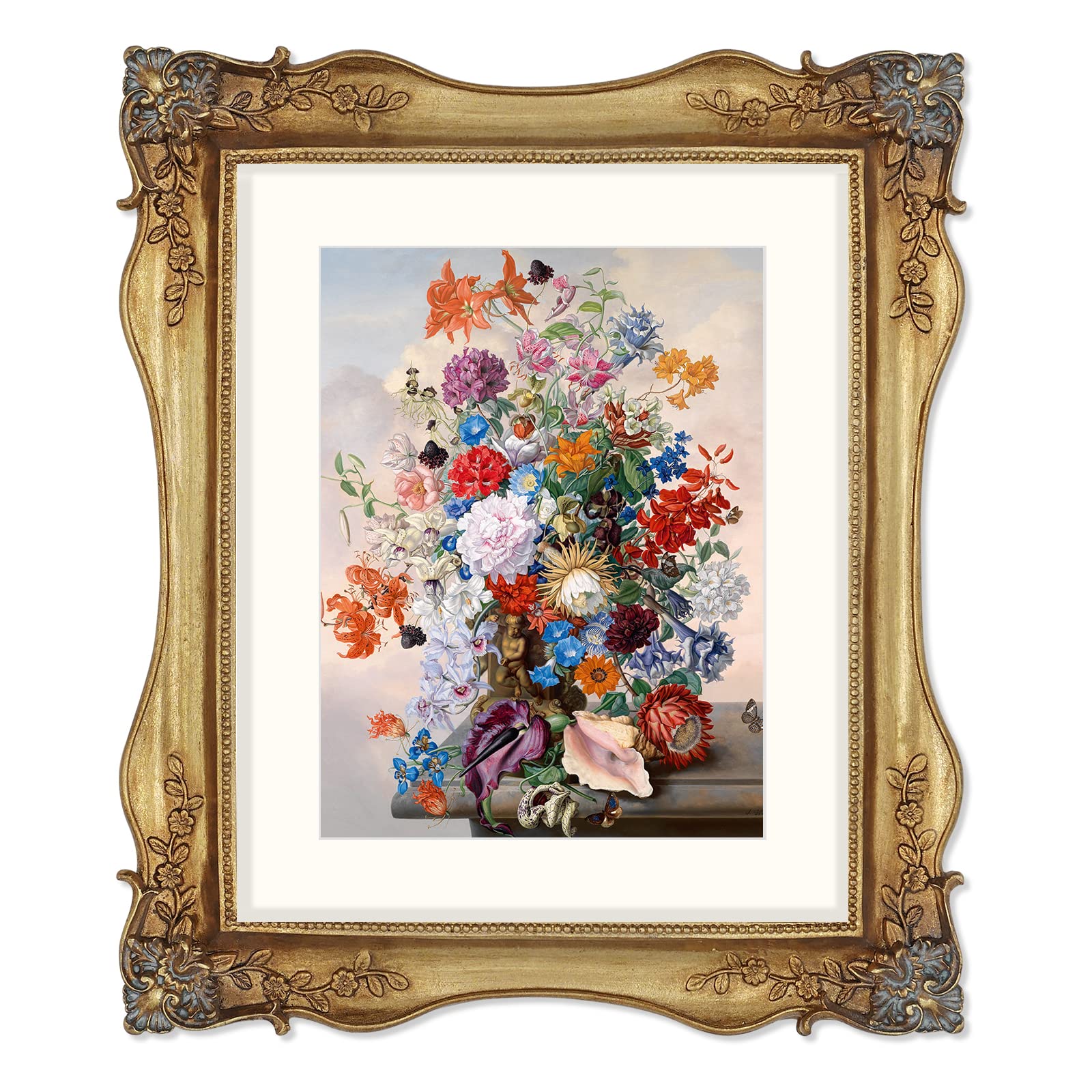 SIMONS SHOP Picture Frames 8x10 Baroque Frame with Corner Ornaments for 8 by 10 Photos, Gold, Wall and Tabletop Decor