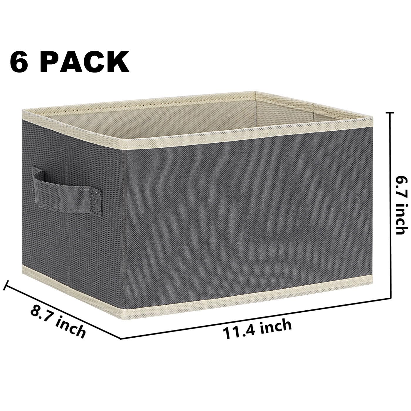 Lhzk Small Storage Baskets For Shelves 6 Pack, Collapsible Fabric Storage Bins For Shelves, Closet Storage Bins With Handles, St
