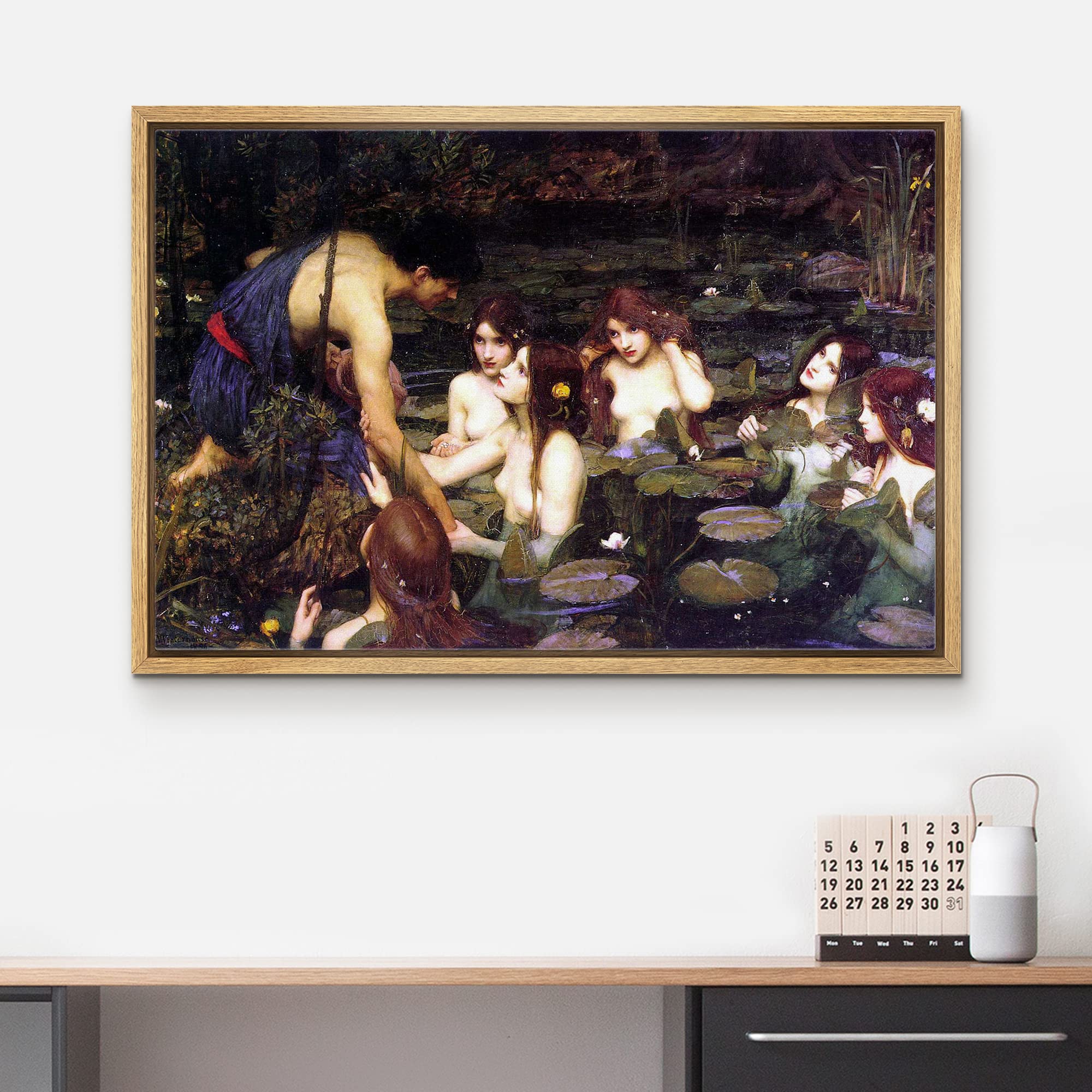Wall26 Framed Canvas Print Wall Art Hylas & The Nymphs By John William Waterhouse People Illustrations Fine Art Traditional Colo