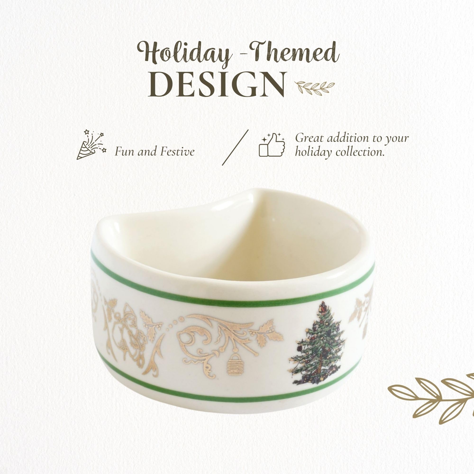 Spode Christmas Tree Gold Napkin Ring  Set of 4 Christmas Napkin Rings  made of Fine Porcelain  2.75 Inch Perfect for Christmas D?cor or Holiday Gift