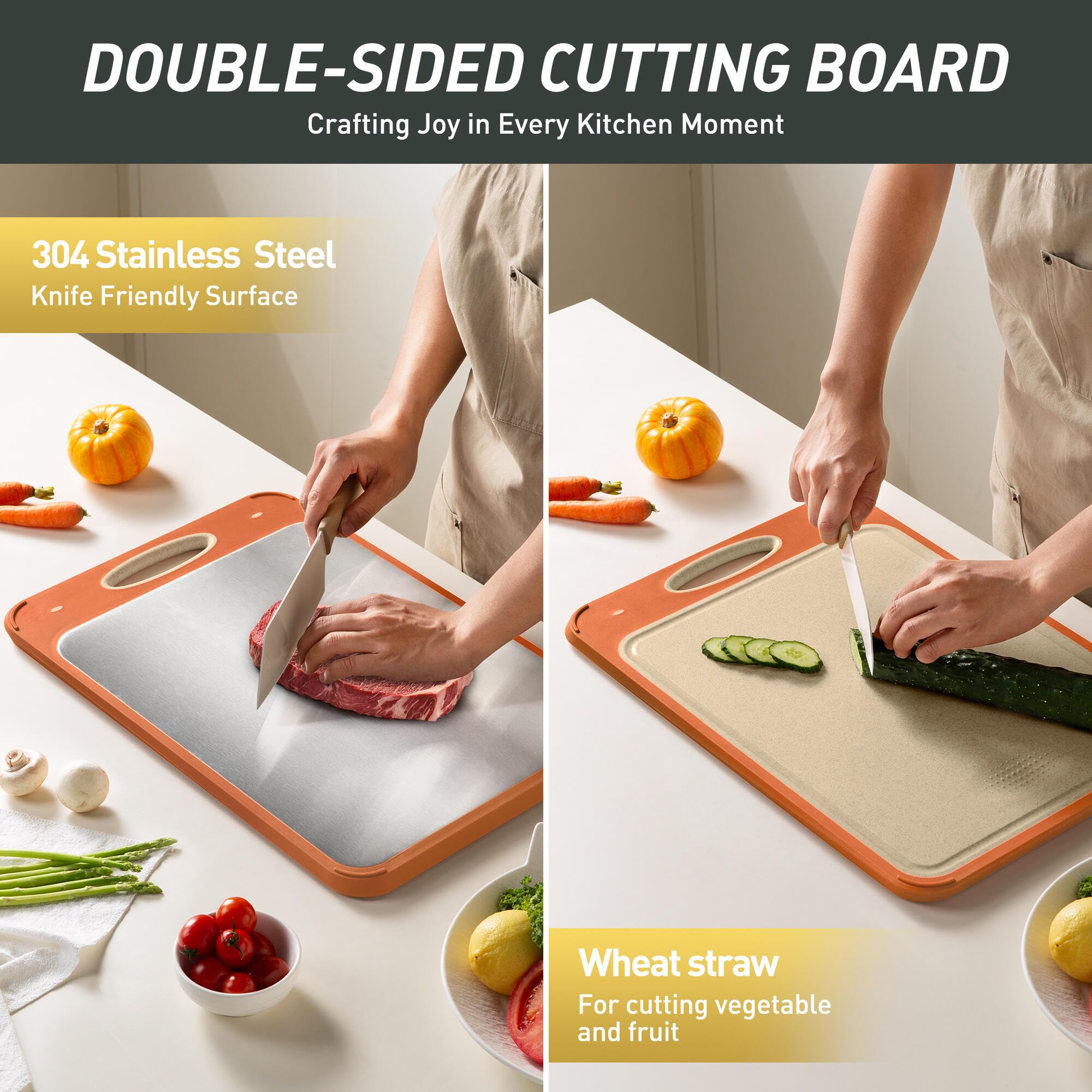 2 in 1 Stainless Steel Cutting Board with Handle 2 Packs Women Her Sister Aunt Wife Hustband Lady Auntie Titi Bestie Soul Happy